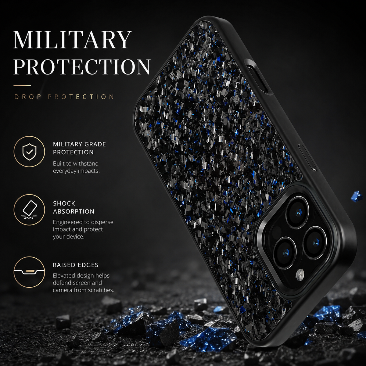 Premium iPhone Case Real Forged Carbon Fiber MagSafe Cover Metal Lens Protection Shockproof Dual Layer Lightweight Full Coverage Protective Case