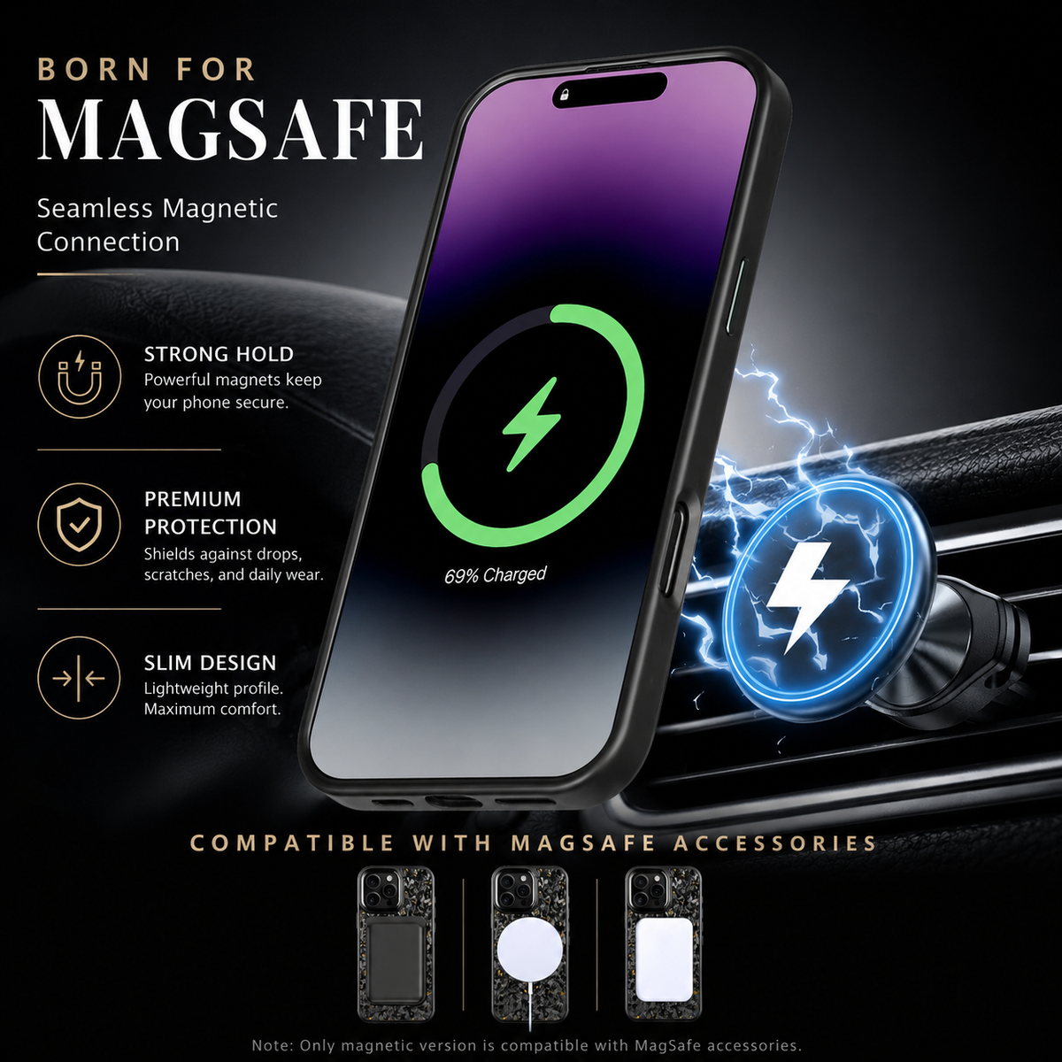 Premium iPhone Case Real Forged Carbon Fiber MagSafe Cover Metal Lens Protection Shockproof Dual Layer Lightweight Full Coverage Protective Case
