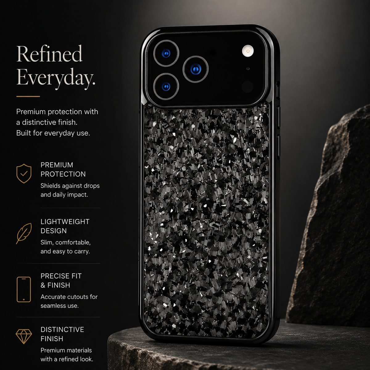 Premium iPhone Case Real Forged Carbon Fiber MagSafe Cover Shockproof TPU Hybrid Non Slip Full Coverage Protective Case