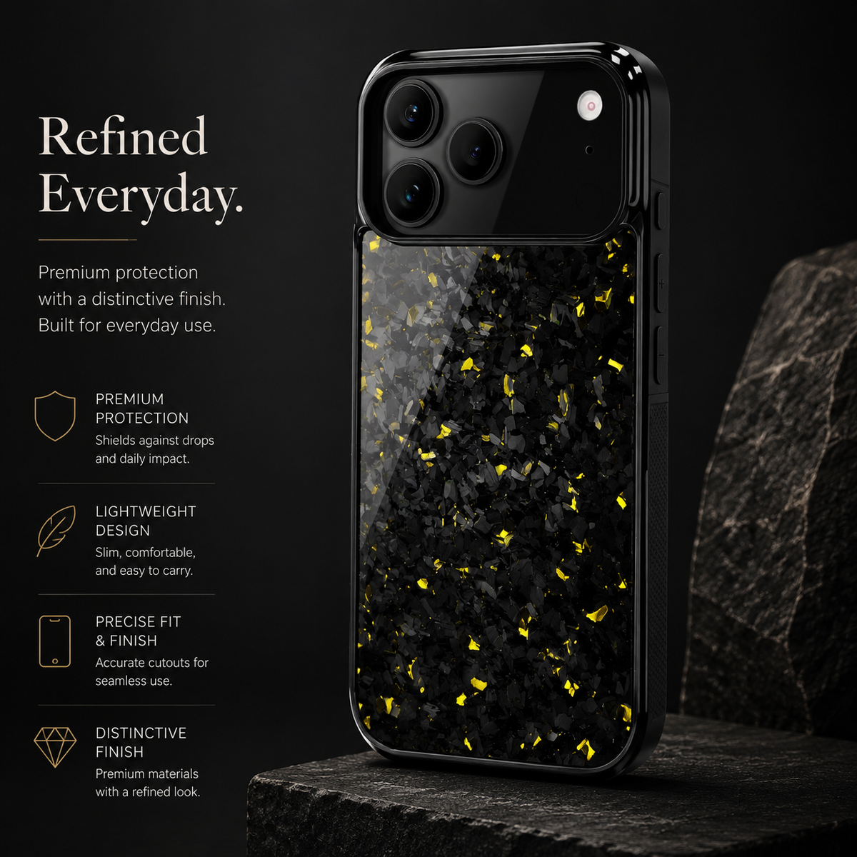 Premium iPhone Case Real Forged Carbon Fiber MagSafe Cover Shockproof TPU Hybrid Non Slip Full Coverage Protective Case