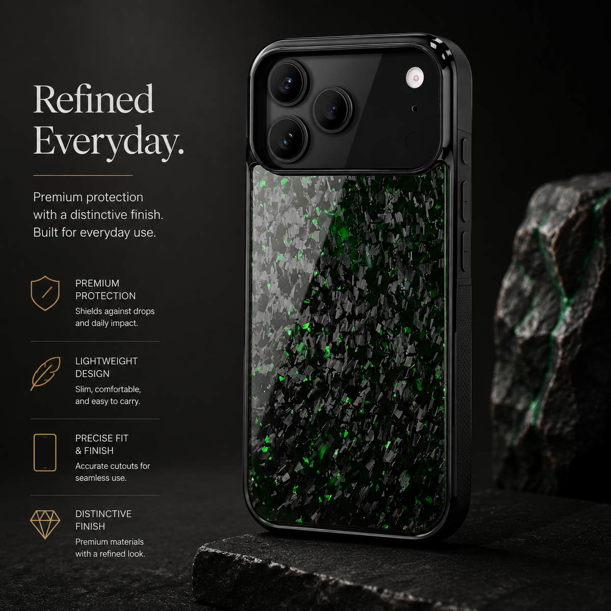 Premium iPhone Case Real Forged Carbon Fiber MagSafe Cover Shockproof TPU Hybrid Non Slip Full Coverage Protective Case