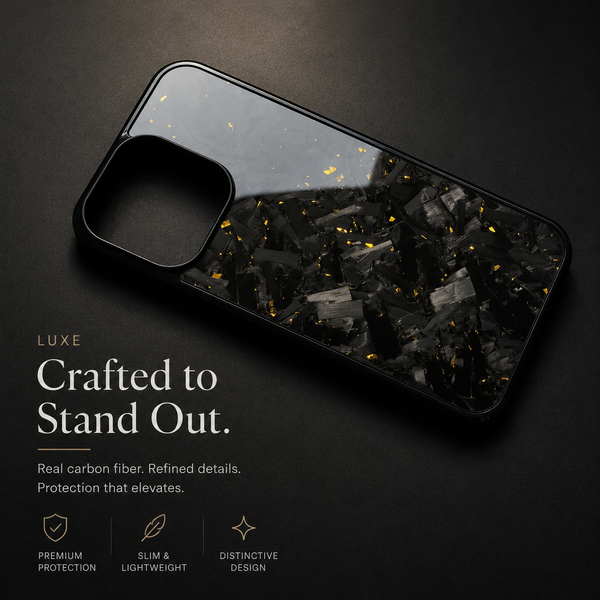Premium iPhone Case Real Glossy Forged Carbon Fiber MagSafe Cover Textured TPU Hybrid Shockproof Lightweight Full Coverage Protective Case