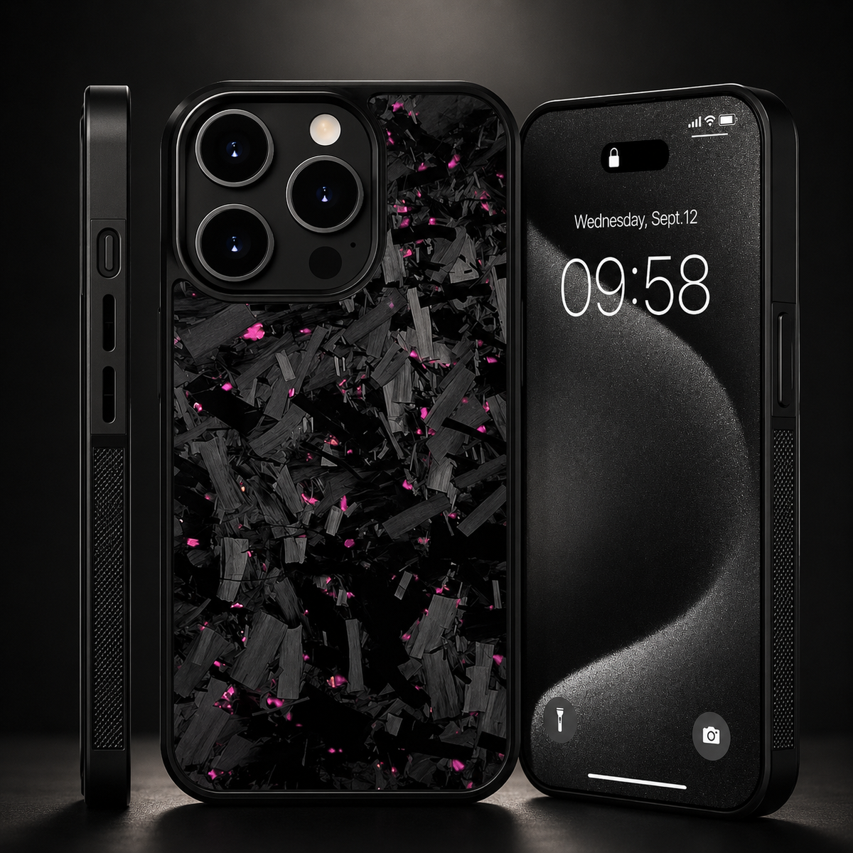 Premium iPhone Case Real Glossy Forged Carbon Fiber MagSafe Cover Textured TPU Hybrid Shockproof Lightweight Full Coverage Protective Case
