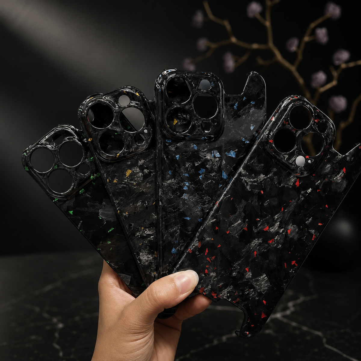 Premium iPhone Case Real Glossy Forged Carbon Fiber Ultra Thin Lightweight Slim Half Wrapped Protective Cover
