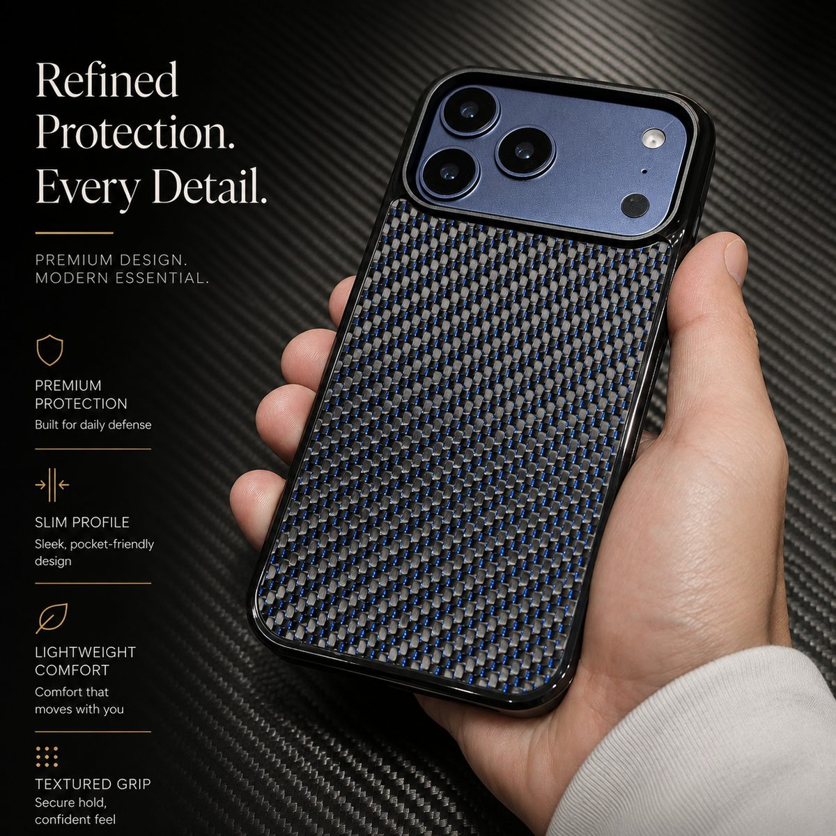 Premium iPhone Case Real Woven Carbon Fiber MagSafe Cover Shockproof Dual Layer Lightweight Non Slip Full Coverage Protective Case