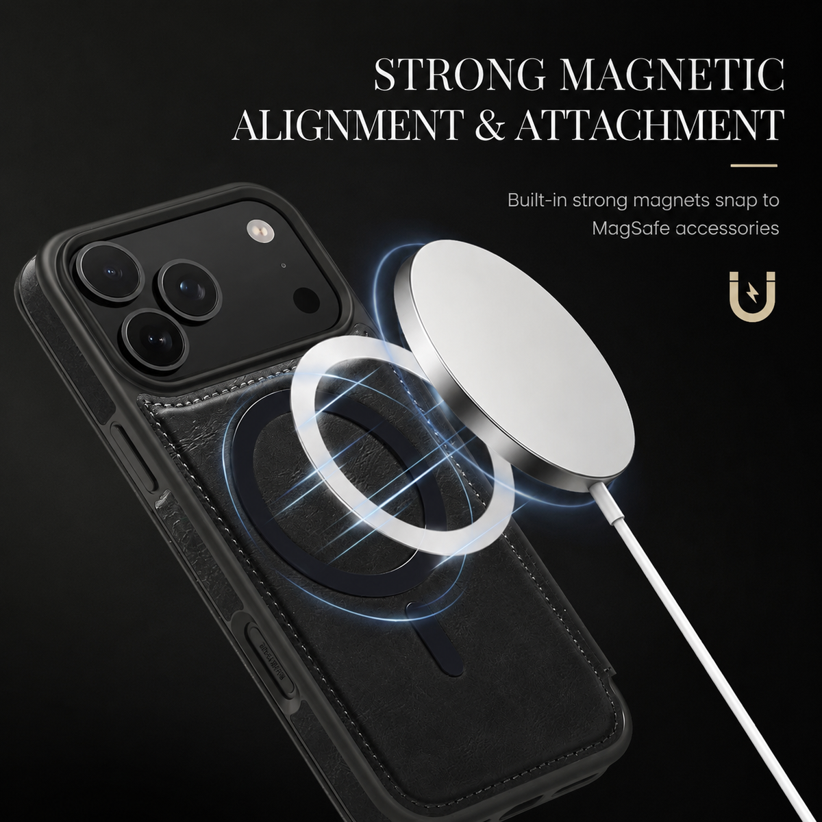 Premium iPhone Case Retro Flip Leather Wallet Cover Magnetic Charging Card Holder Shockproof Protective Full Coverage