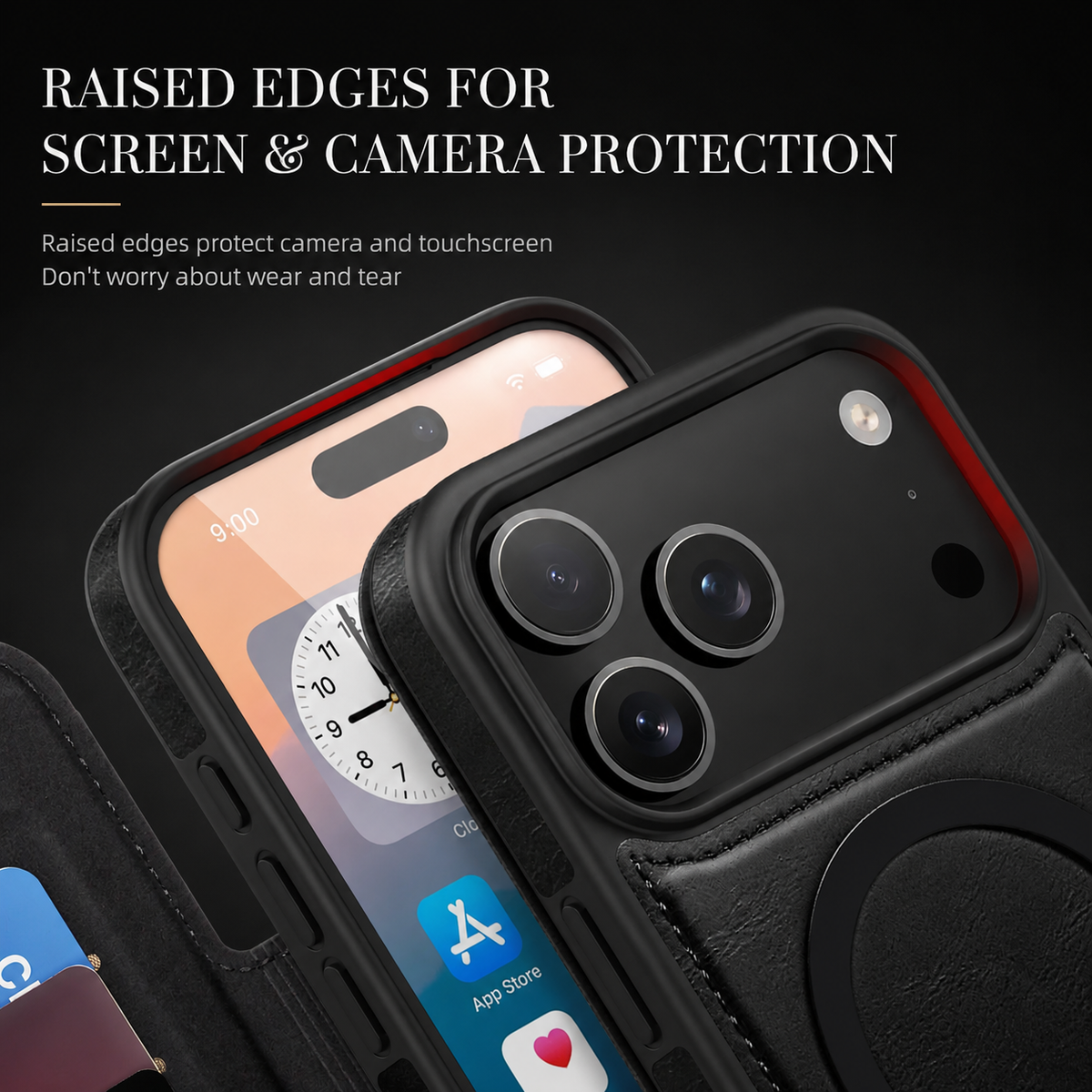 Premium iPhone Case Retro Flip Leather Wallet Cover Magnetic Charging Card Holder Shockproof Protective Full Coverage