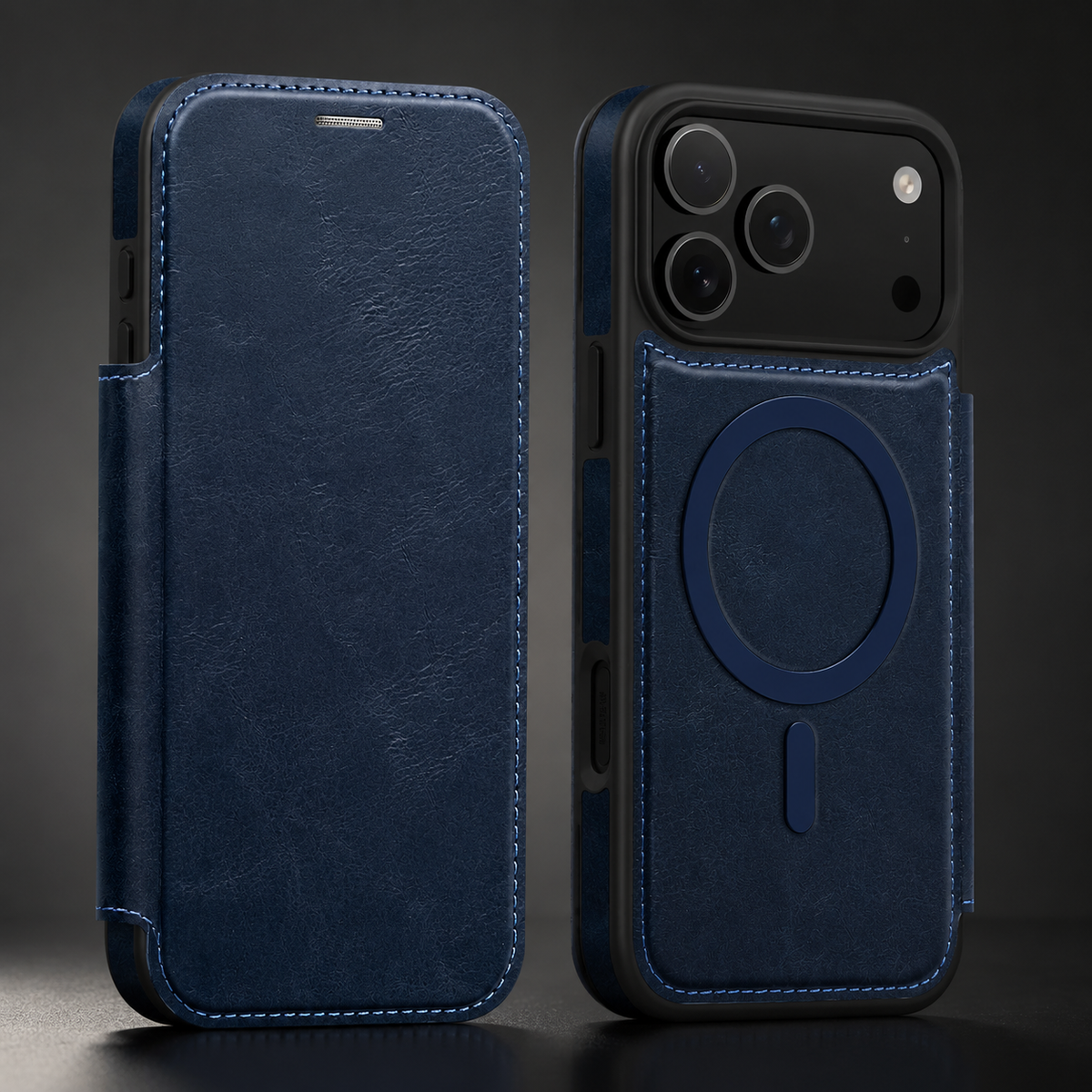 Premium iPhone Case Retro Flip Leather Wallet Cover Magnetic Charging Card Holder Shockproof Protective Full Coverage