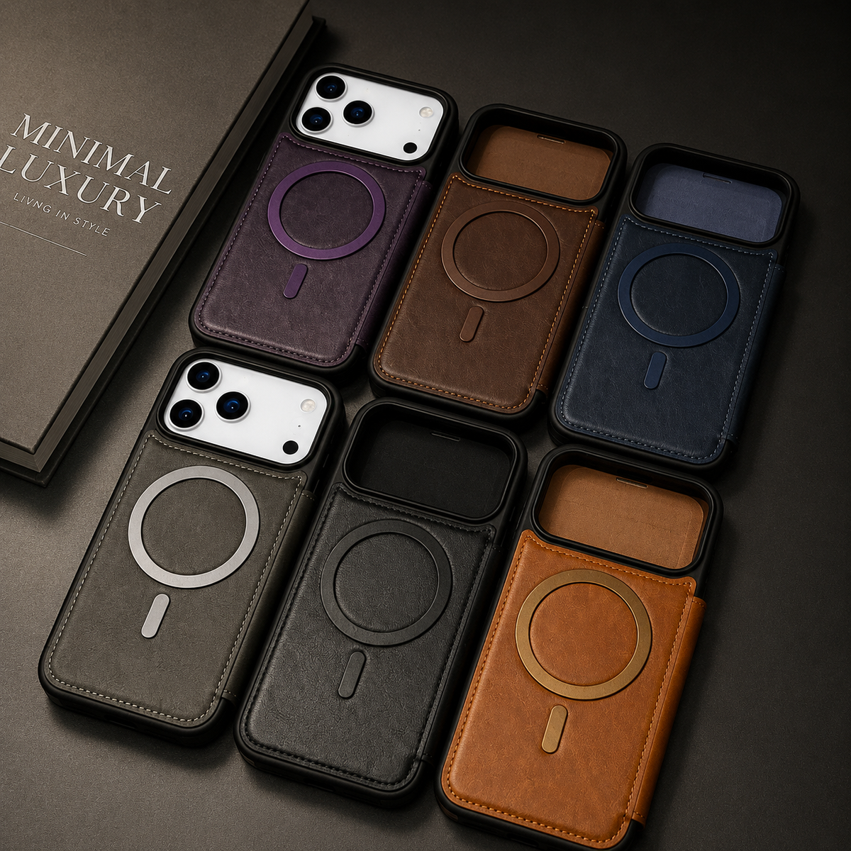 Premium iPhone Case Retro Flip Leather Wallet Cover Magnetic Charging Card Holder Shockproof Protective Full Coverage