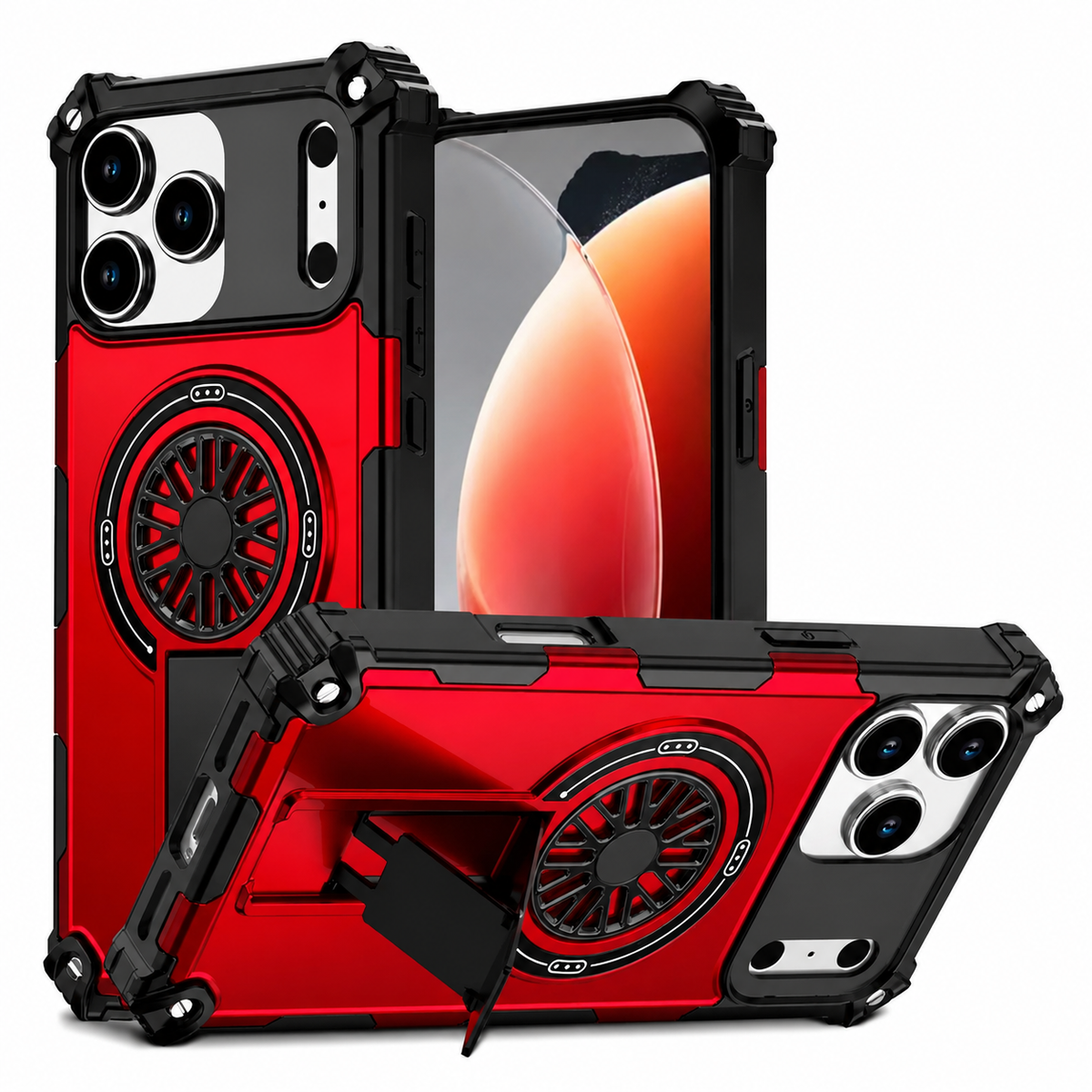Premium iPhone Case Rugged Armor MagSafe Compatible Shockproof Protective Cover Magnetic Bracket Wireless Charging Full Coverage