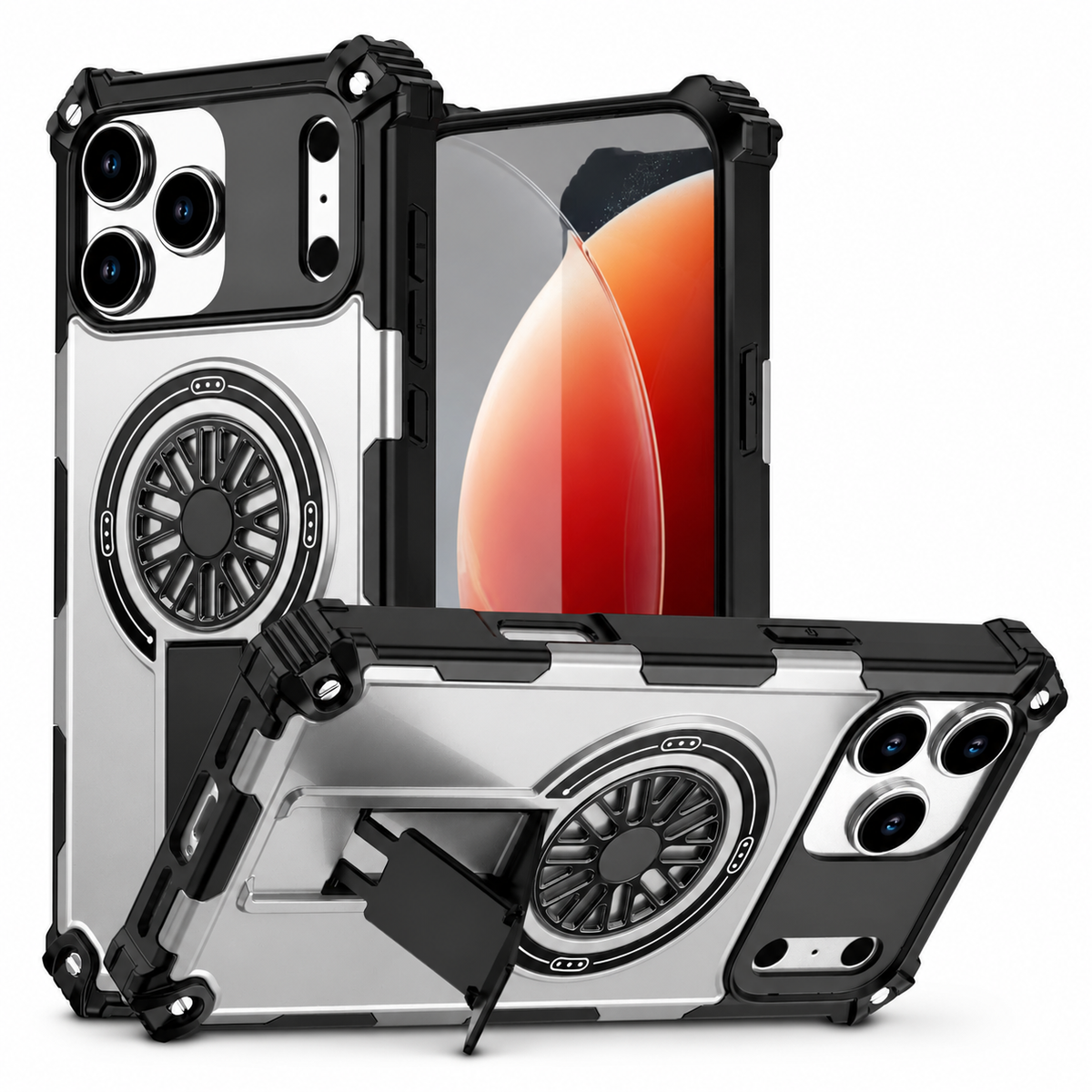 Premium iPhone Case Rugged Armor MagSafe Compatible Shockproof Protective Cover Magnetic Bracket Wireless Charging Full Coverage