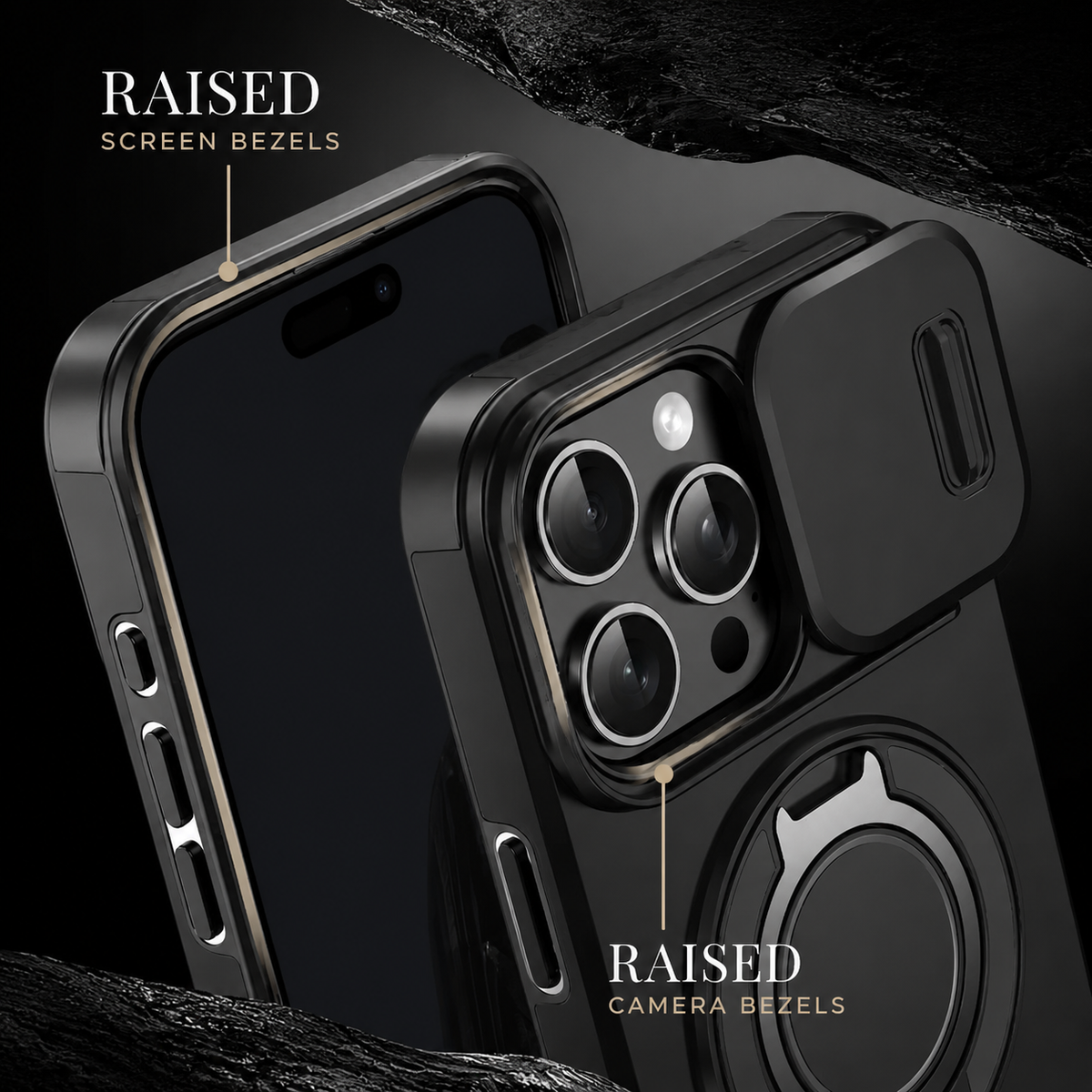 Premium iPhone Case Rugged Magnetic Armor Protective Cover Slide Camera Protection Shockproof PC TPU Anti Fingerprint Full Coverage