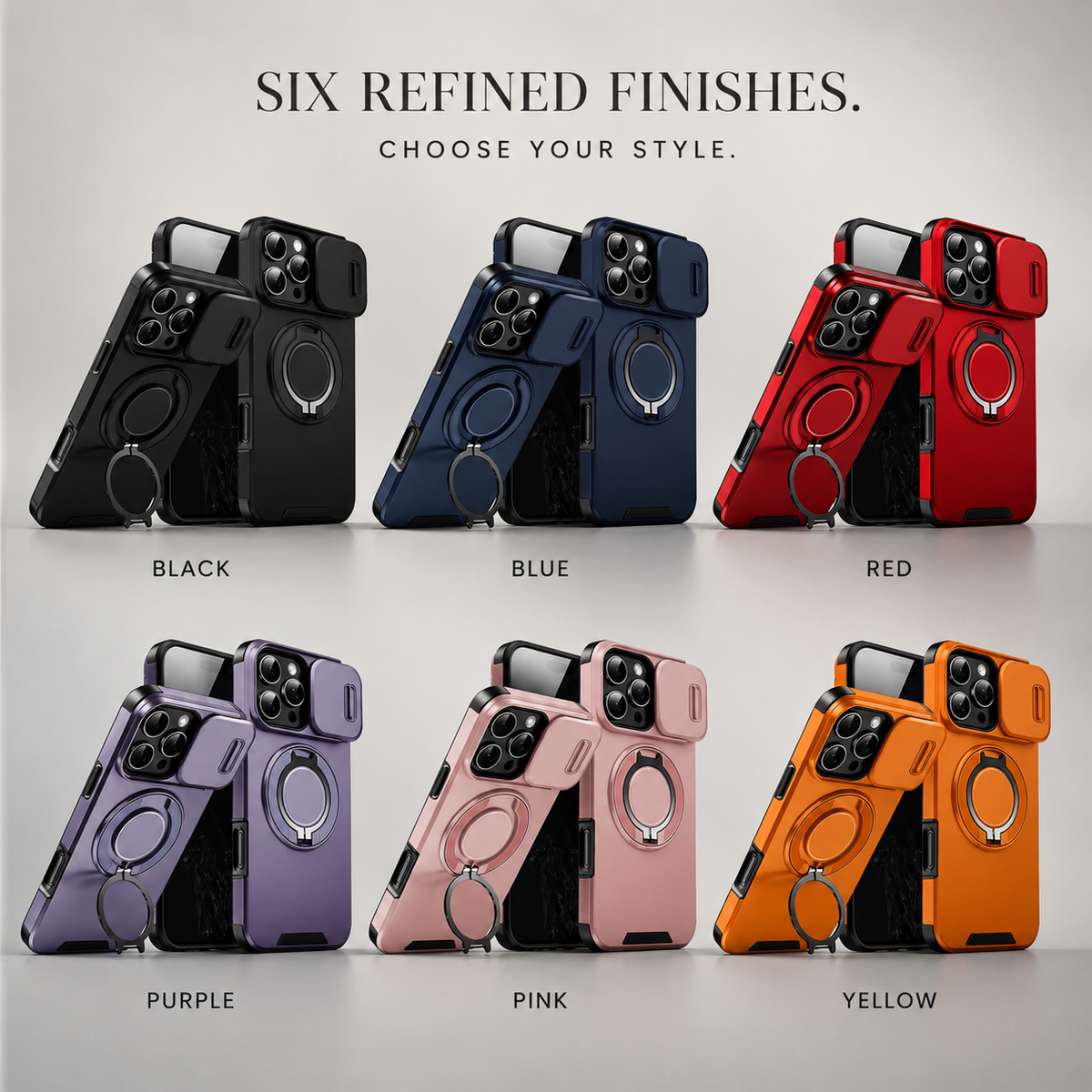 Premium iPhone Case Rugged Magnetic Armor Protective Cover Slide Camera Protection Shockproof PC TPU Anti Fingerprint Full Coverage