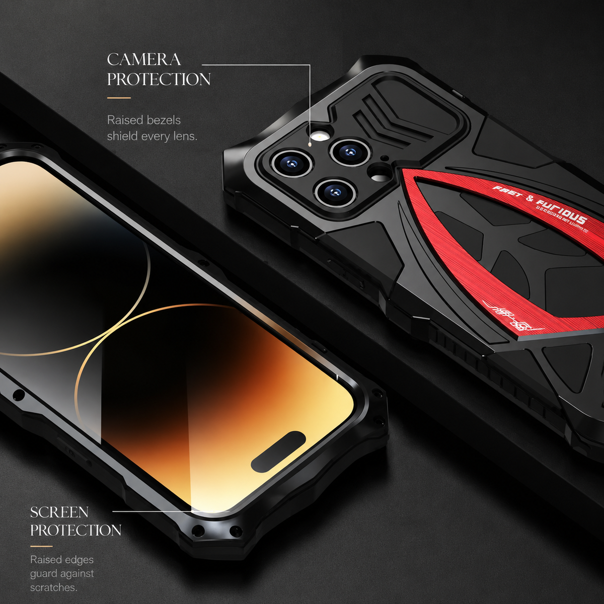 Premium iPhone Case Rugged Metal Frame Armor Cover Shockproof Impact Resistant Anti Scratch Dustproof Full Edge Protection