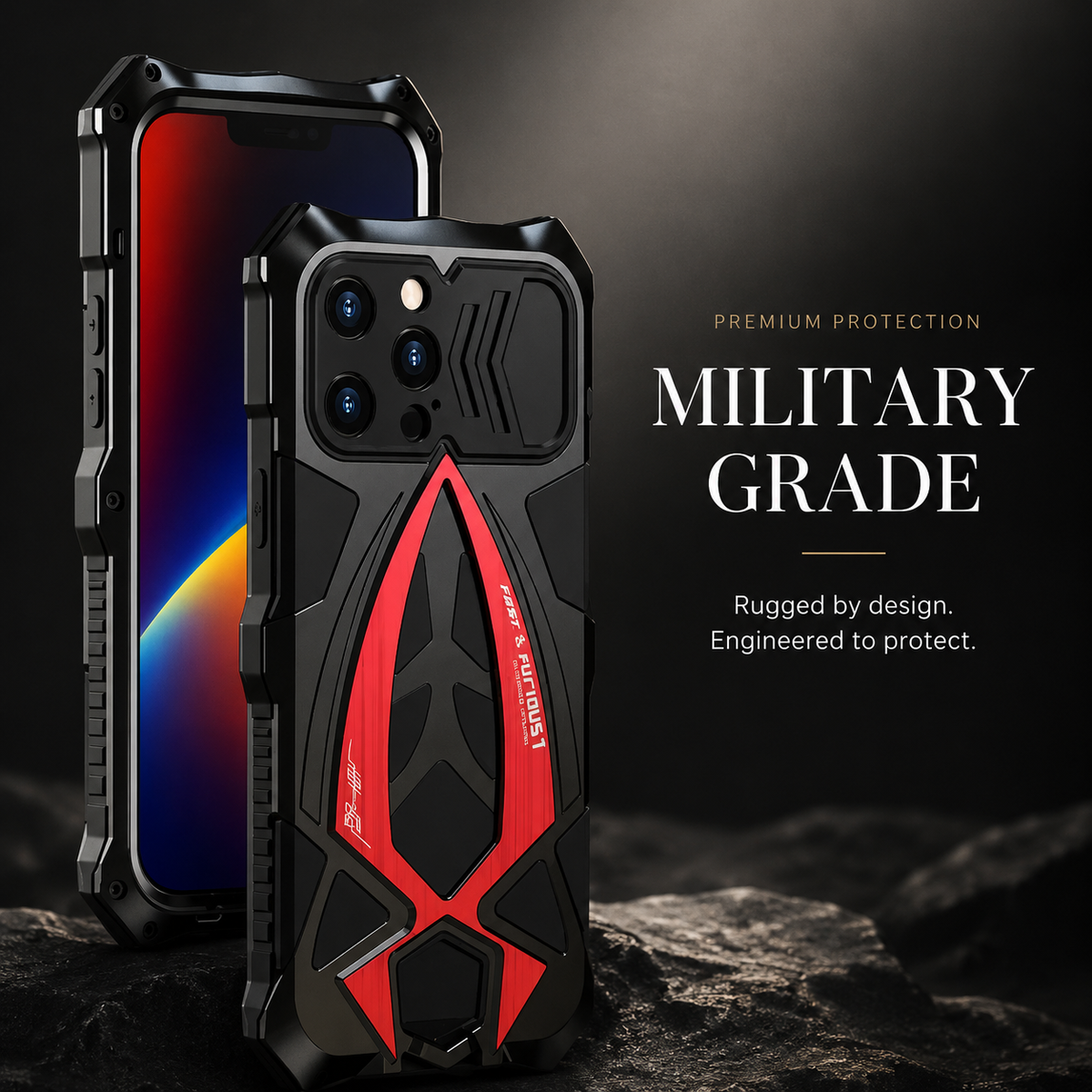 Premium iPhone Case Rugged Metal Frame Armor Cover Shockproof Impact Resistant Anti Scratch Dustproof Full Edge Protection