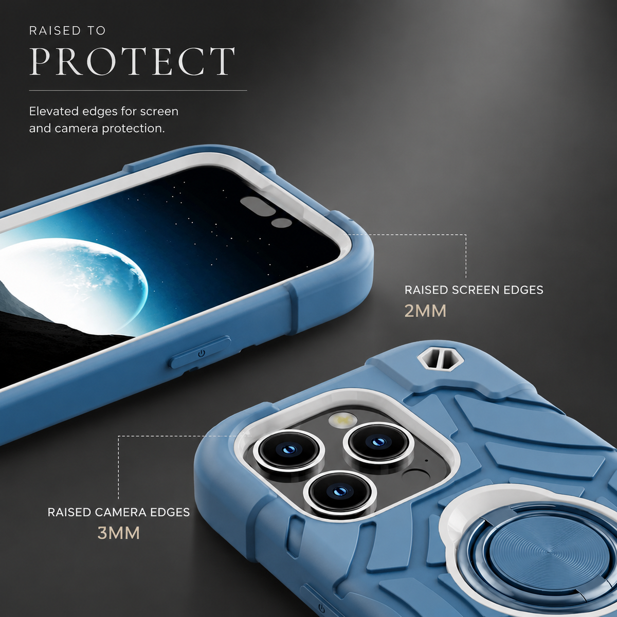 Premium iPhone Case Rugged Military Grade Protective Cover Dual Layer Shockproof Armor Ring Holder Full Protection