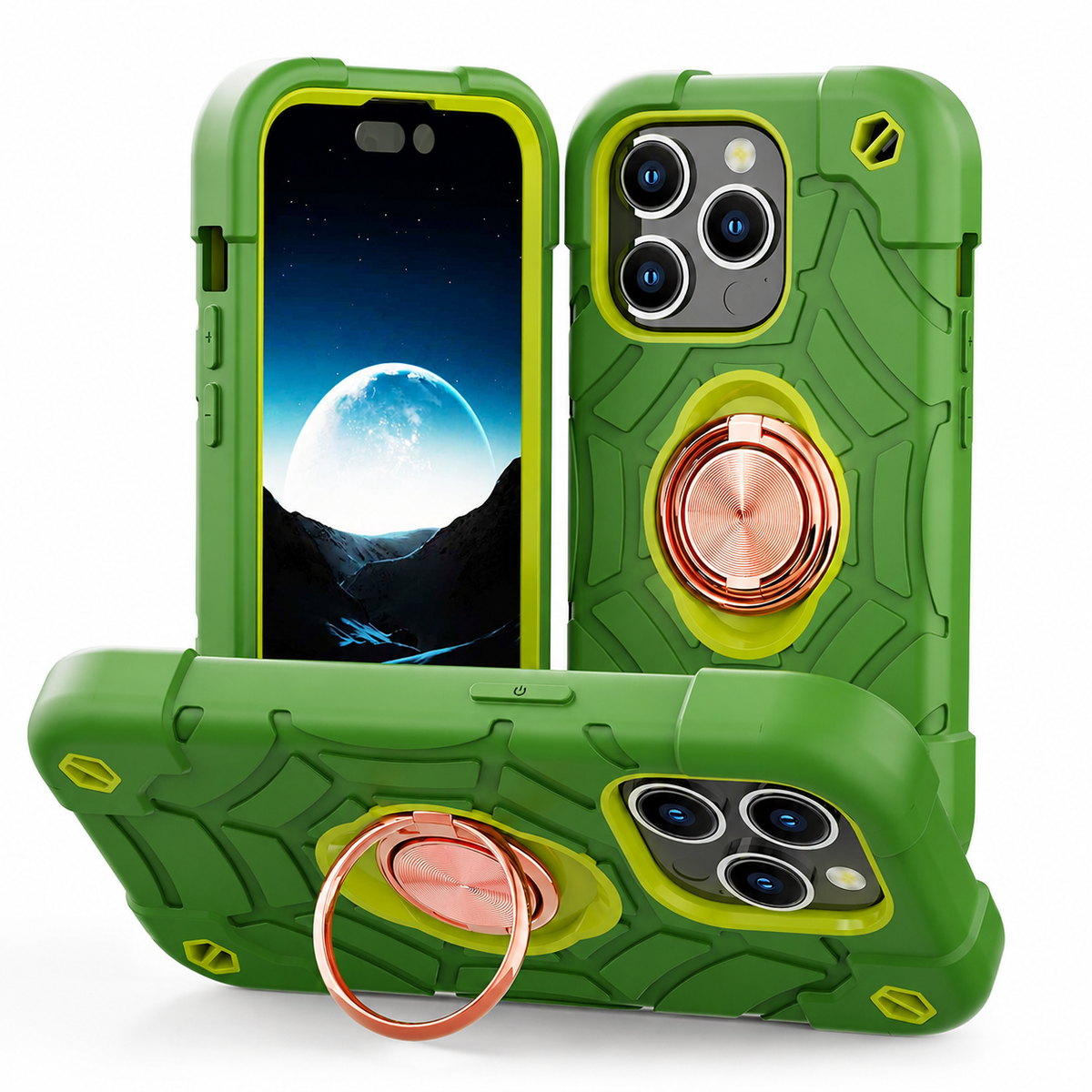 Premium iPhone Case Rugged Military Grade Protective Cover Dual Layer Shockproof Armor Ring Holder Full Protection