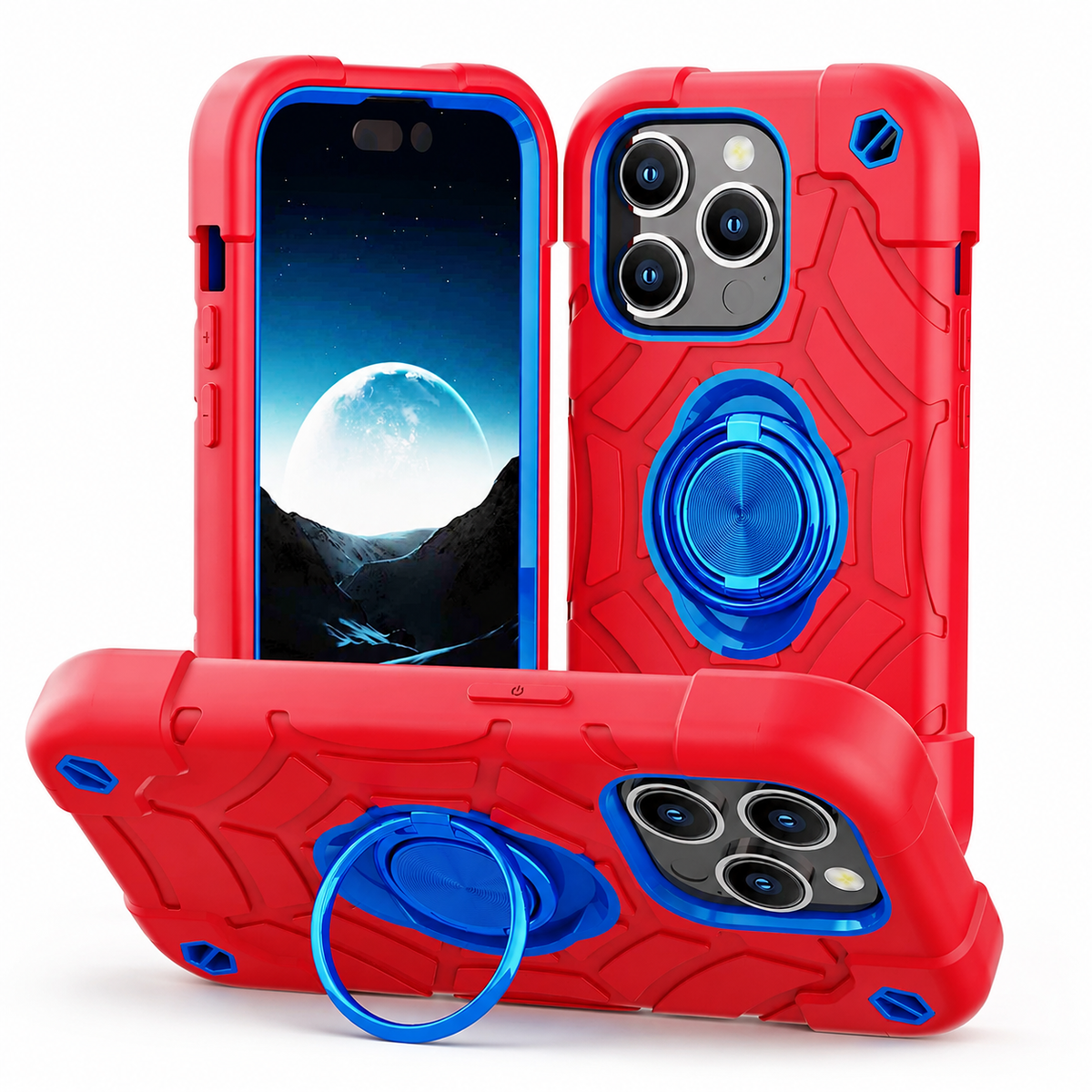 Premium iPhone Case Rugged Military Grade Protective Cover Dual Layer Shockproof Armor Ring Holder Full Protection