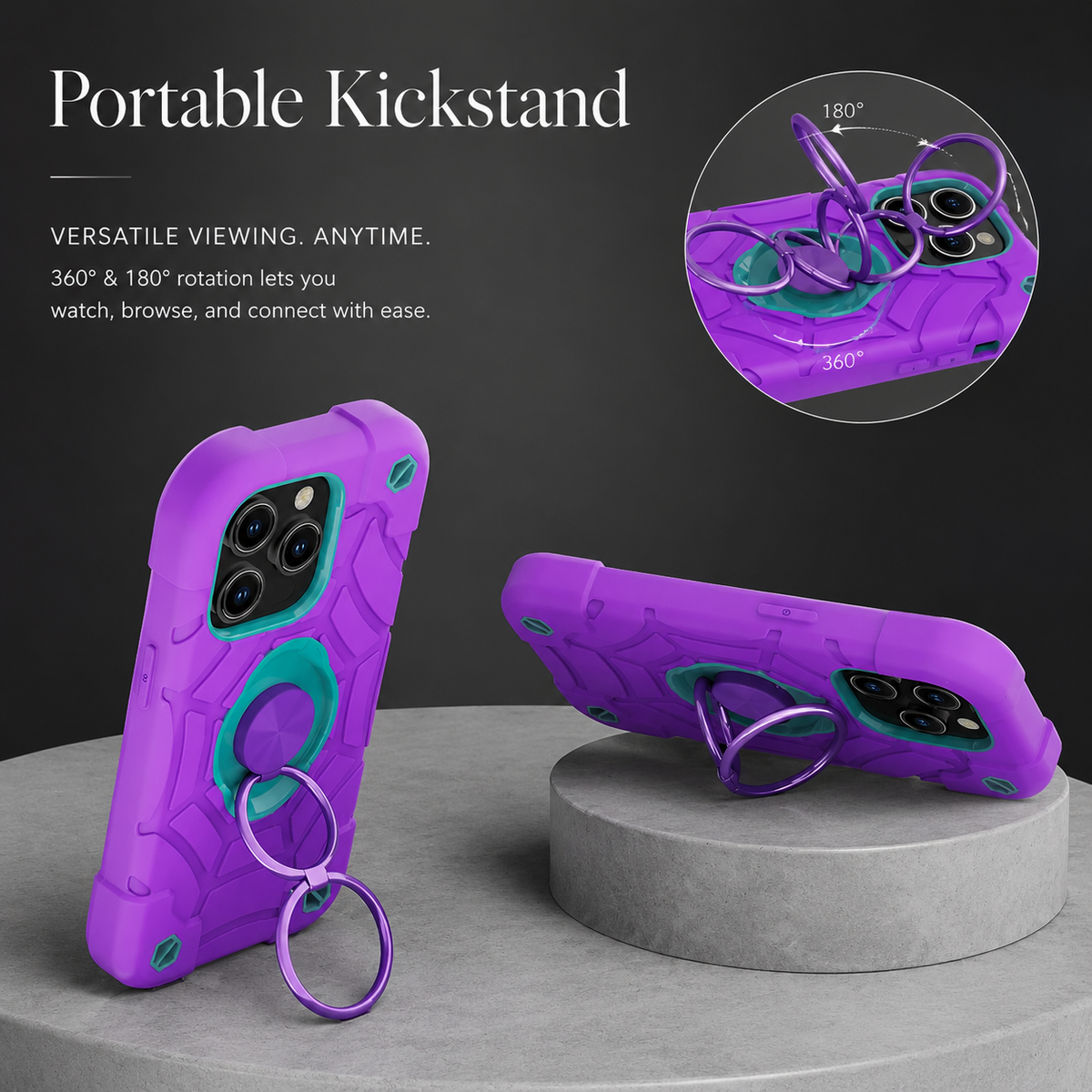 Premium iPhone Case Rugged Military Grade Protective Cover Dual Layer Shockproof Armor Ring Holder Full Protection