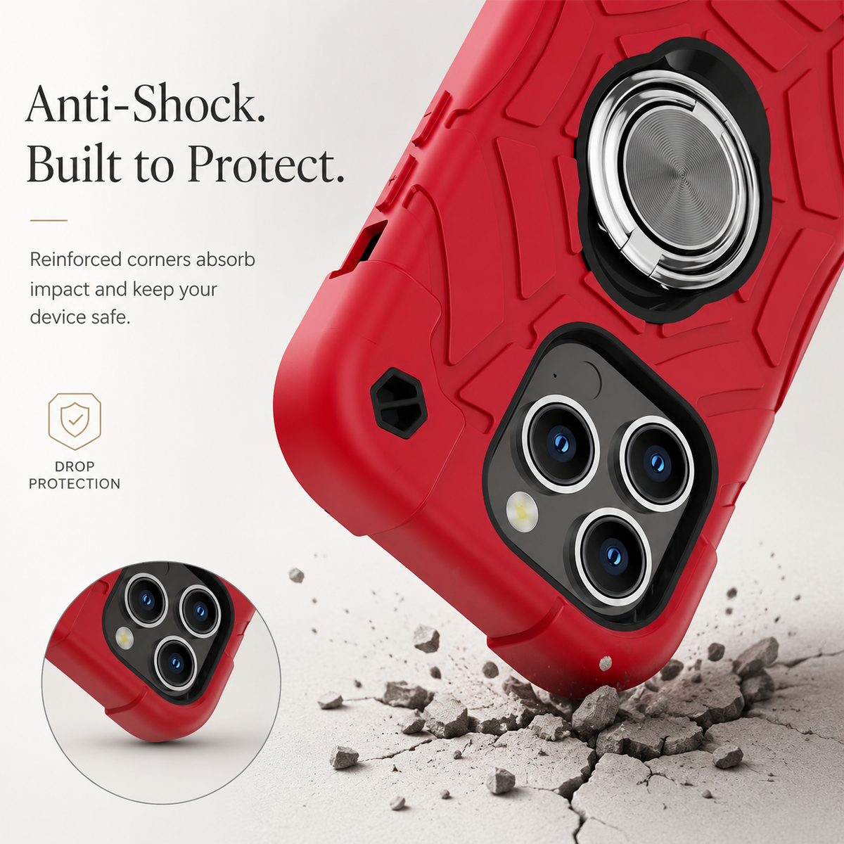 Premium iPhone Case Rugged Military Grade Protective Cover Dual Layer Shockproof Armor Ring Holder Full Protection
