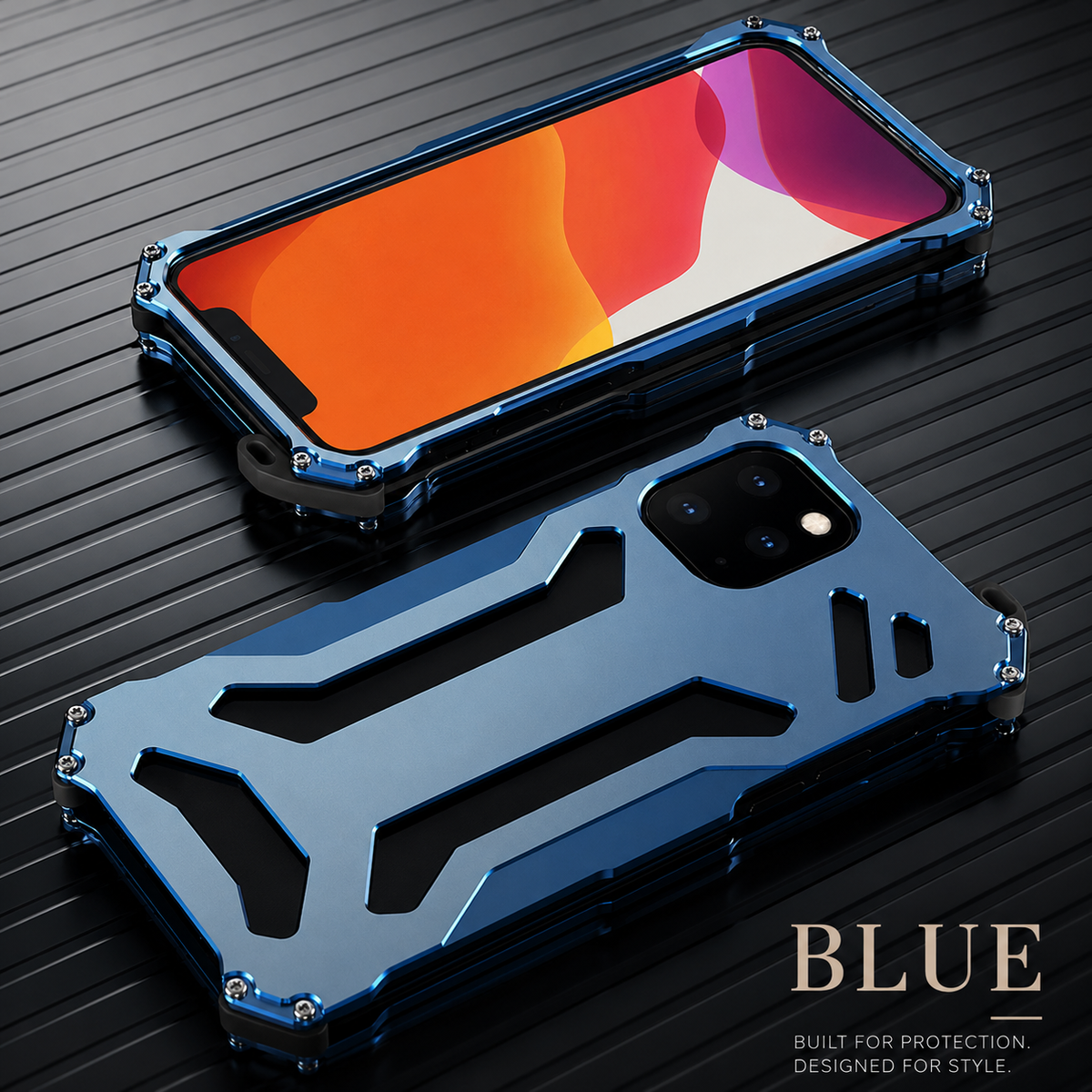 Premium iPhone Case Slim Aluminum Metal Shockproof Cover Anti Scratch Hard Back Non Slip Heavy Duty Protective Case