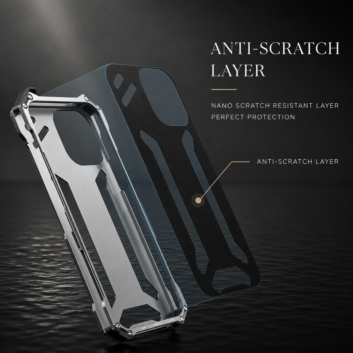 Premium iPhone Case Slim Aluminum Metal Shockproof Cover Anti Scratch Hard Back Non Slip Heavy Duty Protective Case