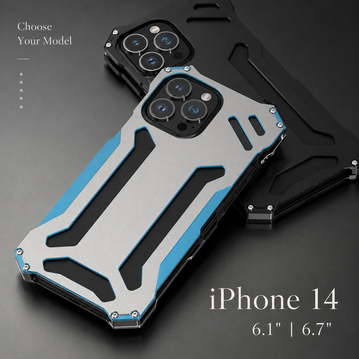 Premium iPhone Case Slim Aluminum Metal Shockproof Cover Anti Scratch Hard Back Non Slip Heavy Duty Protective Case
