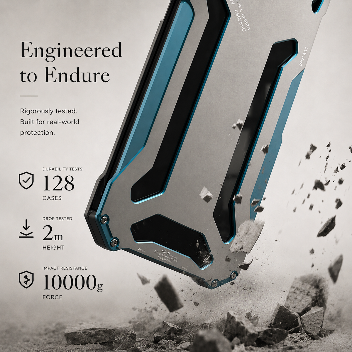 Premium iPhone Case Slim Aluminum Metal Shockproof Cover Anti Scratch Hard Back Non Slip Heavy Duty Protective Case