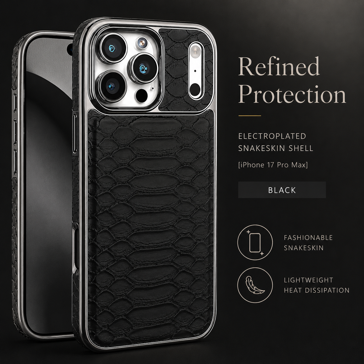 Premium iPhone Case Snake Pattern Leather Cover Soft Flannel Lining Protective Fashion Case