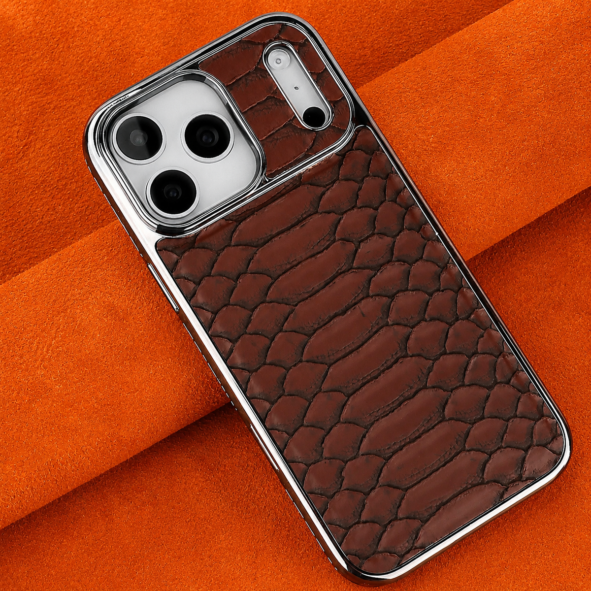 Premium iPhone Case Snake Pattern Leather Cover Soft Flannel Lining Protective Fashion Case