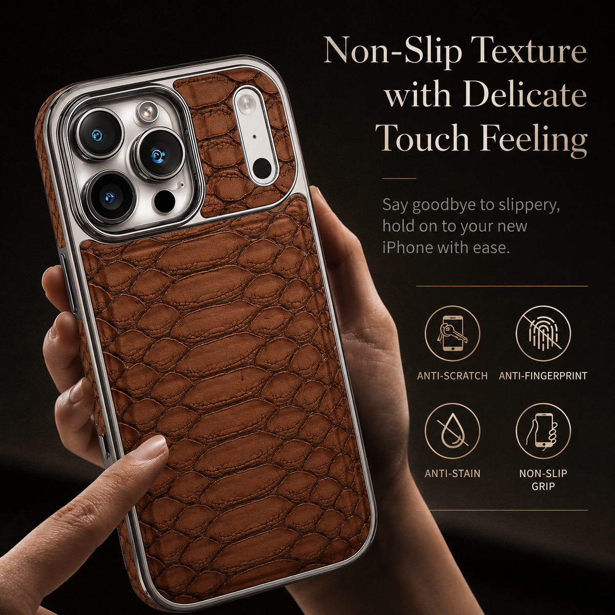 Premium iPhone Case Snake Pattern Leather Cover Soft Flannel Lining Protective Fashion Case
