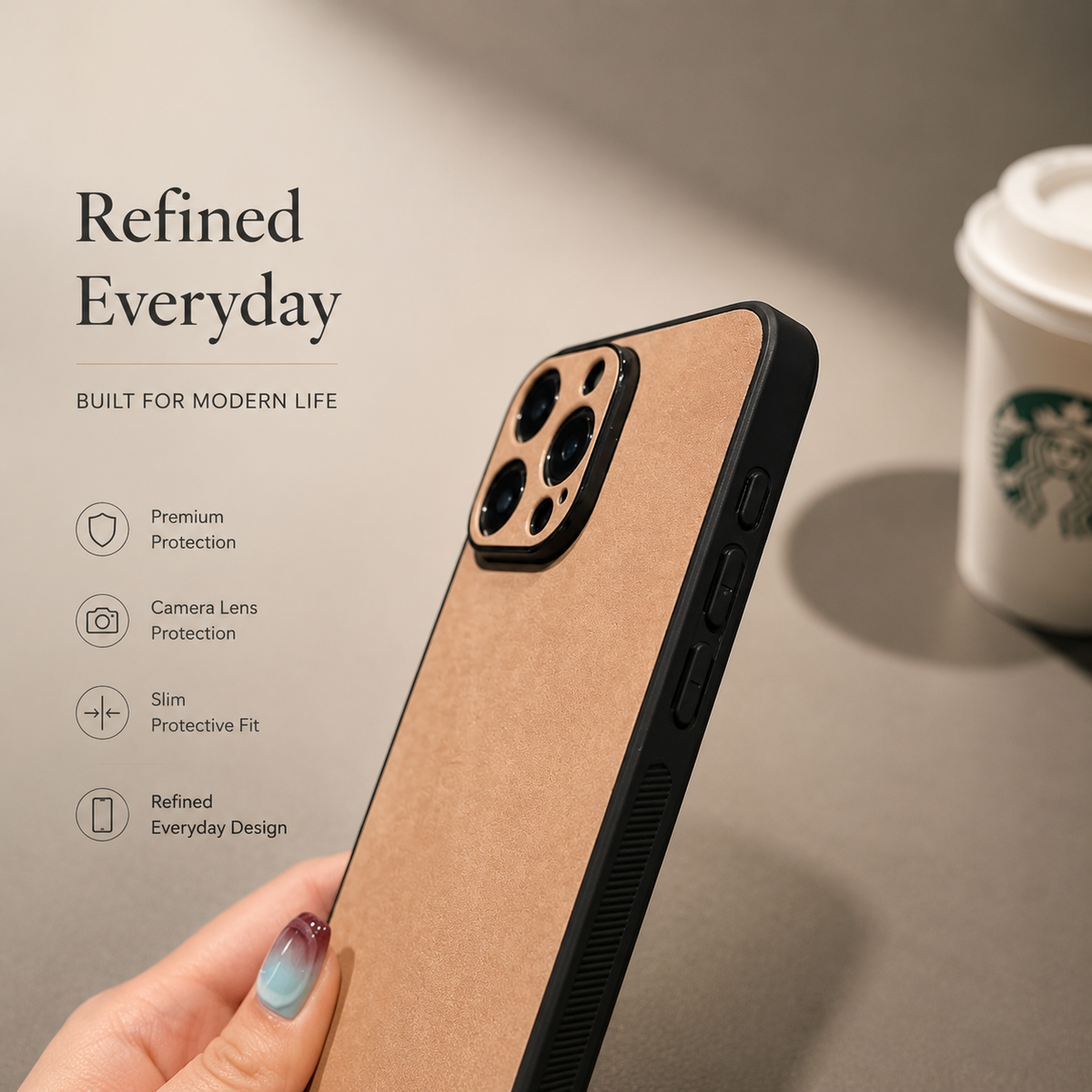 Premium iPhone Case Suede Leather Electroplated Cover Ultra Thin Shockproof Non Slip Camera Protection Full Coverage