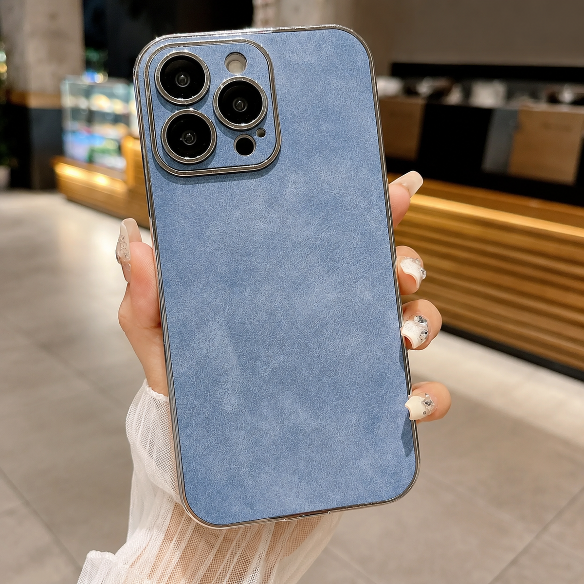 Premium iPhone Case Suede Leather Electroplated Cover Ultra Thin Shockproof Non Slip Camera Protection Full Coverage