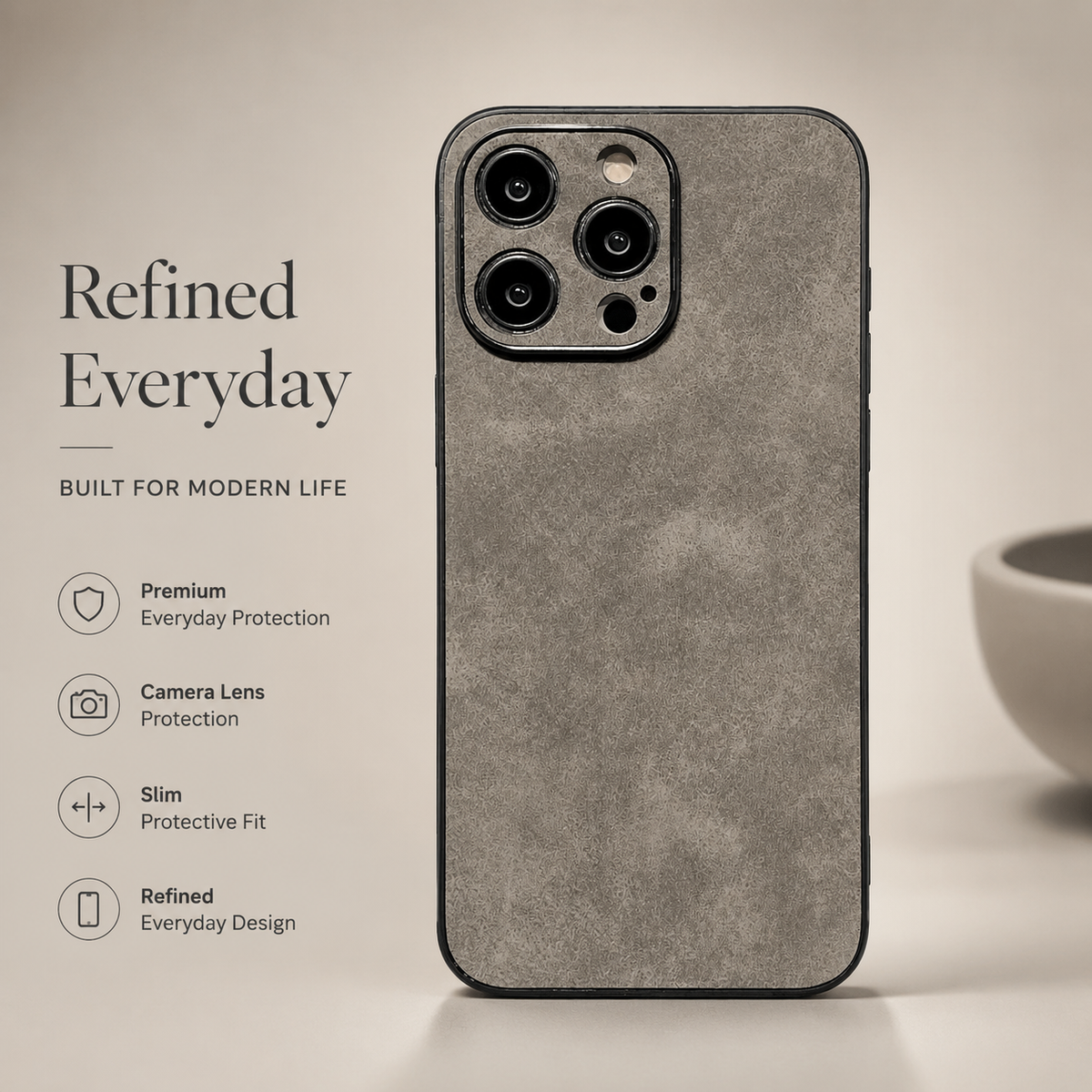 Premium iPhone Case Suede Leather Electroplated Cover Ultra Thin Shockproof Non Slip Camera Protection Full Coverage