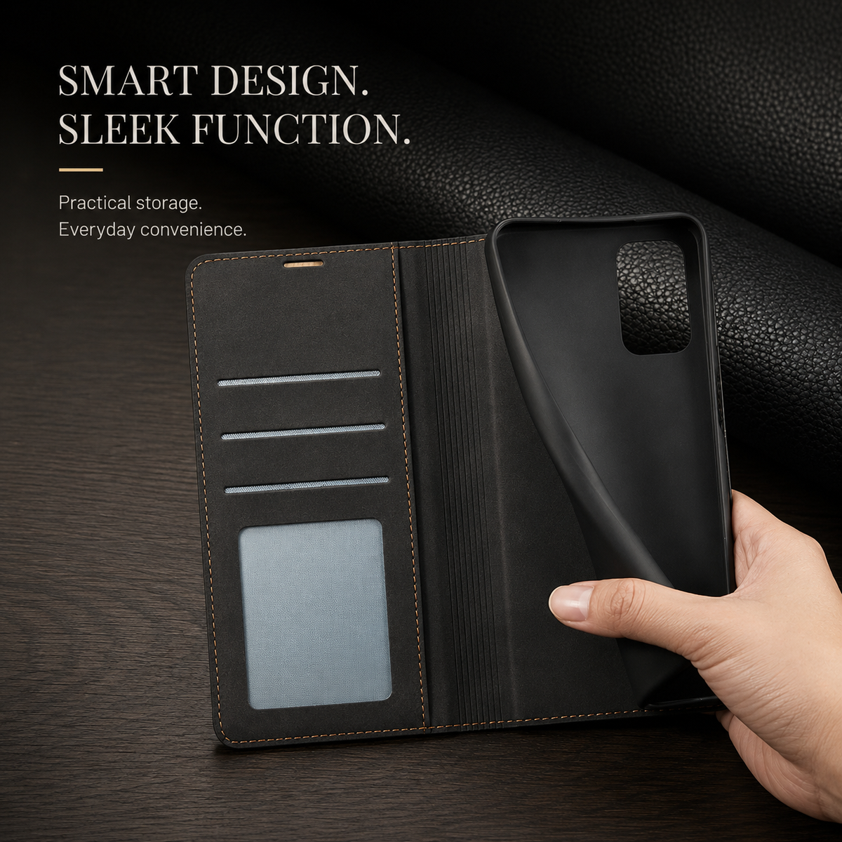 Premium iPhone Case Suede Leather Wallet Flip Cover Card Holder Magnetic Closure Full Body Protection