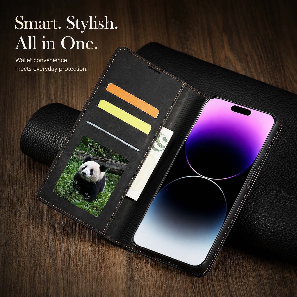Premium iPhone Case Suede Leather Wallet Flip Cover Card Holder Magnetic Closure Full Body Protection