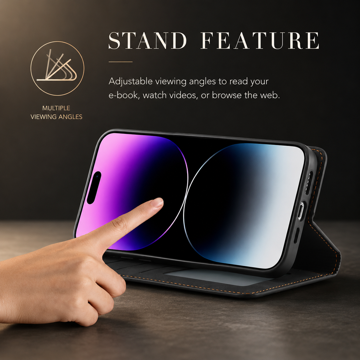 Premium iPhone Case Suede Leather Wallet Flip Cover Card Holder Magnetic Closure Full Body Protection