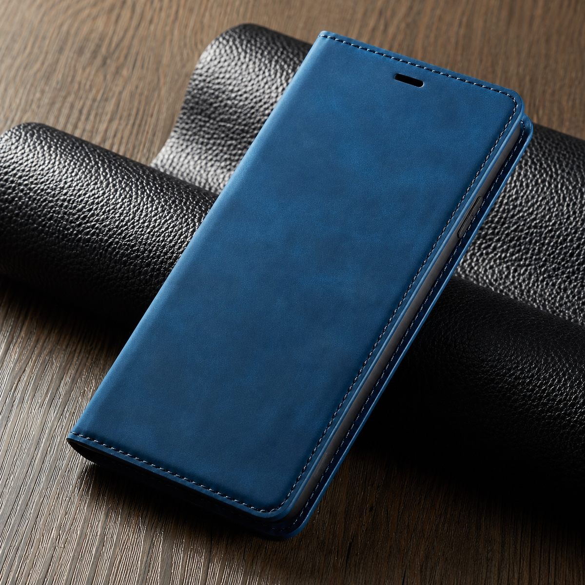 Premium iPhone Case Suede Leather Wallet Flip Cover Card Holder Magnetic Closure Full Body Protection