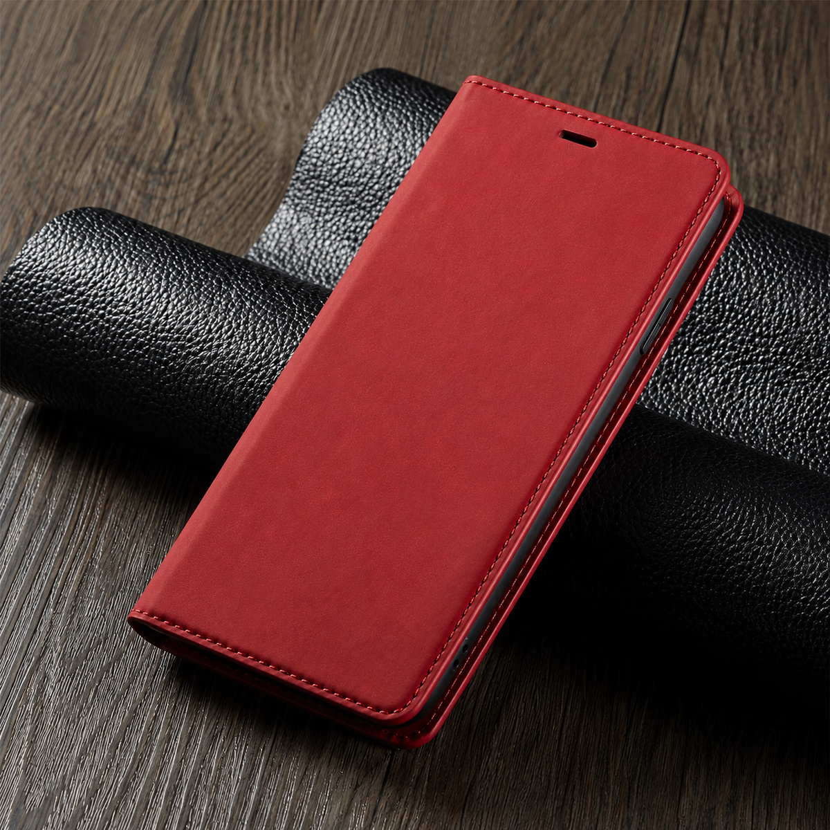 Premium iPhone Case Suede Leather Wallet Flip Cover Card Holder Magnetic Closure Full Body Protection