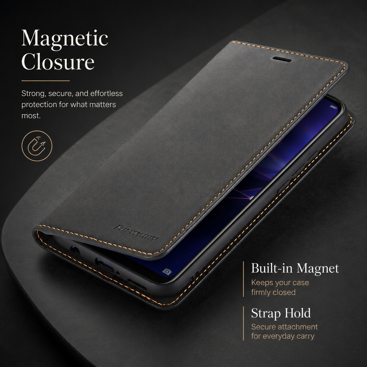 Premium iPhone Case Suede Leather Wallet Flip Cover Card Holder Magnetic Closure Full Body Protection
