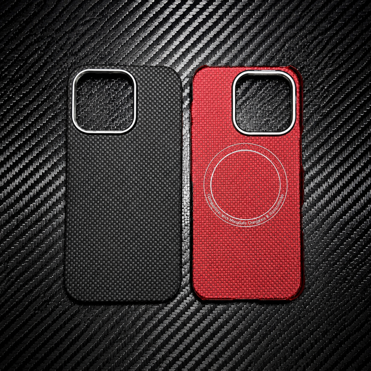 Premium iPhone Case Thin Aramid Fiber MagSafe Cover Ultra Lightweight Carbon Texture Half Wrapped Protective Case