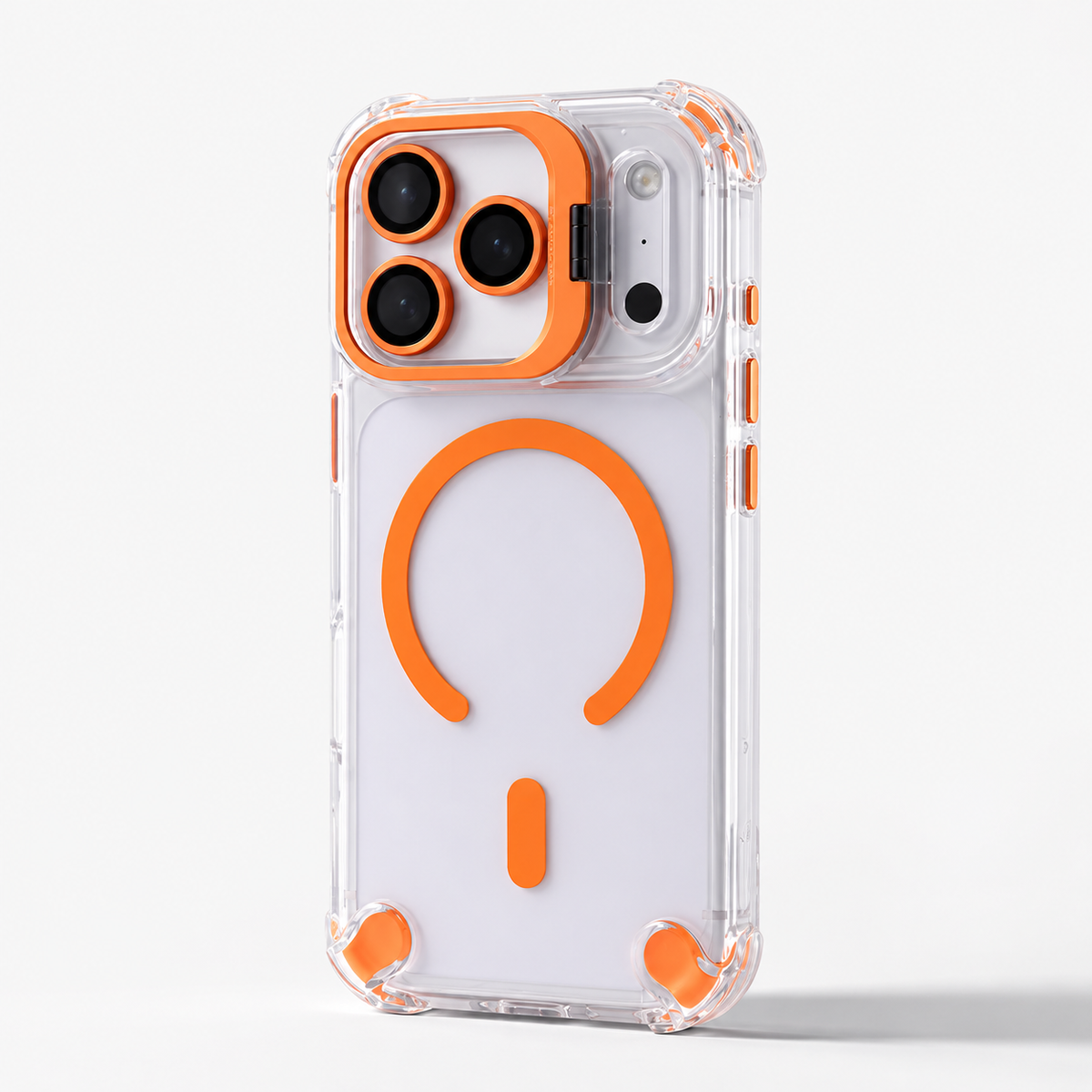Premium iPhone Case Transparent Magnetic Shockproof Cover Glass Lens Protector Stand Holder Full Coverage Protective Case