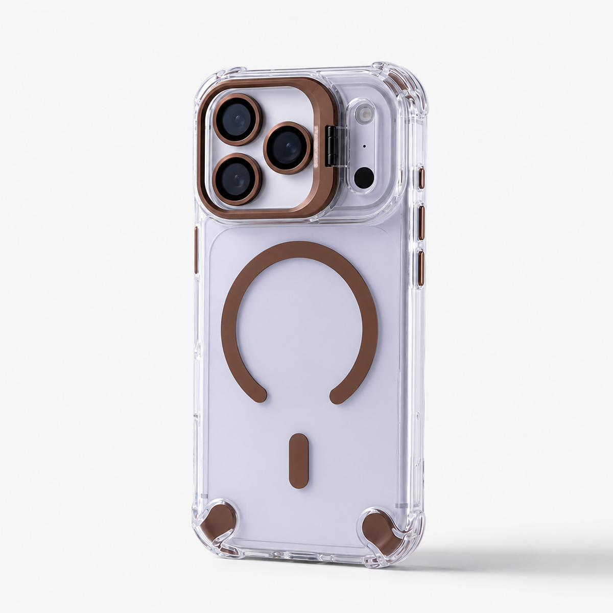 Premium iPhone Case Transparent Magnetic Shockproof Cover Glass Lens Protector Stand Holder Full Coverage Protective Case