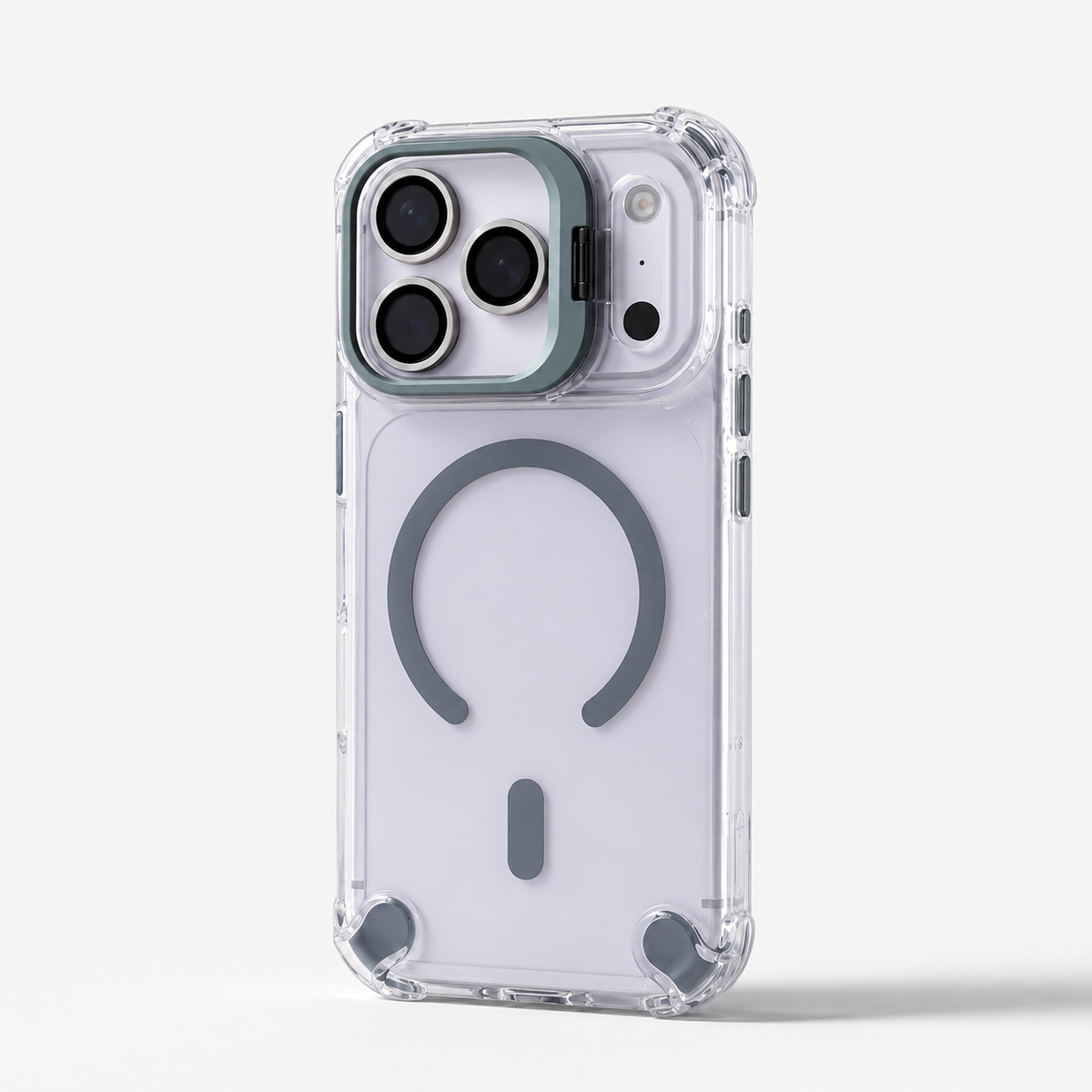 Premium iPhone Case Transparent Magnetic Shockproof Cover Glass Lens Protector Stand Holder Full Coverage Protective Case