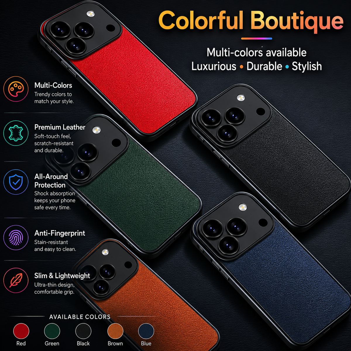 Premium iPhone Case Ultra Thin Frameless Leather PC Cover MagSafe Compatible Shockproof Anti Fall Borderless Protective Case