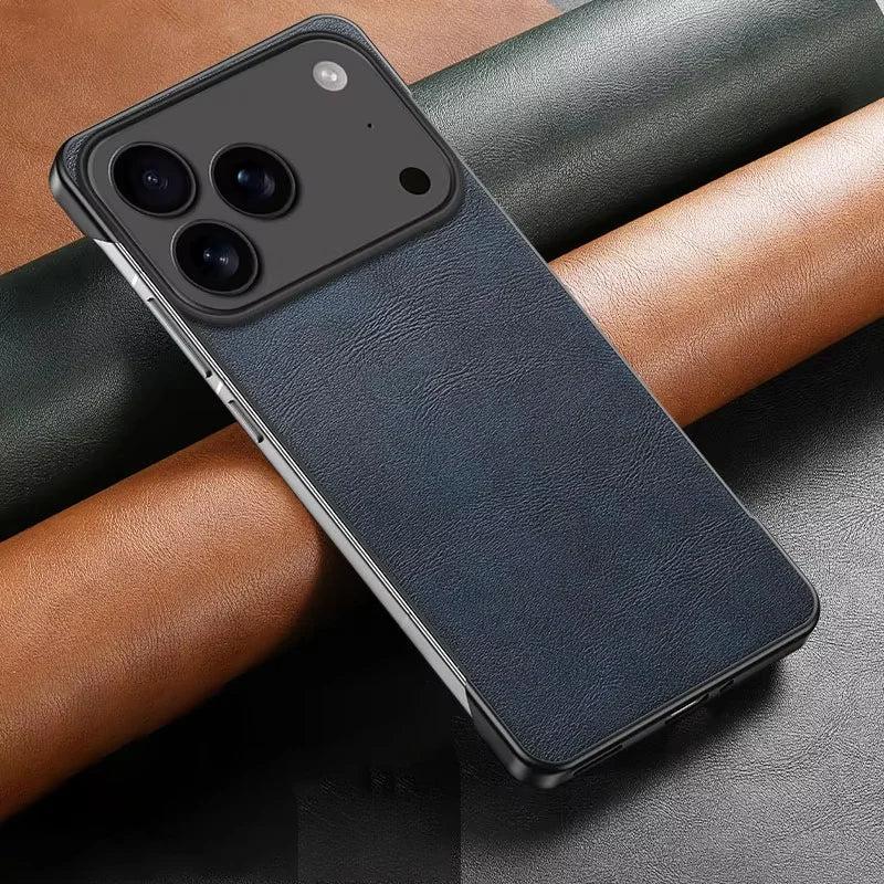 Premium iPhone Case Ultra Thin Frameless Leather PC Cover MagSafe Compatible Shockproof Anti Fall Borderless Protective Case