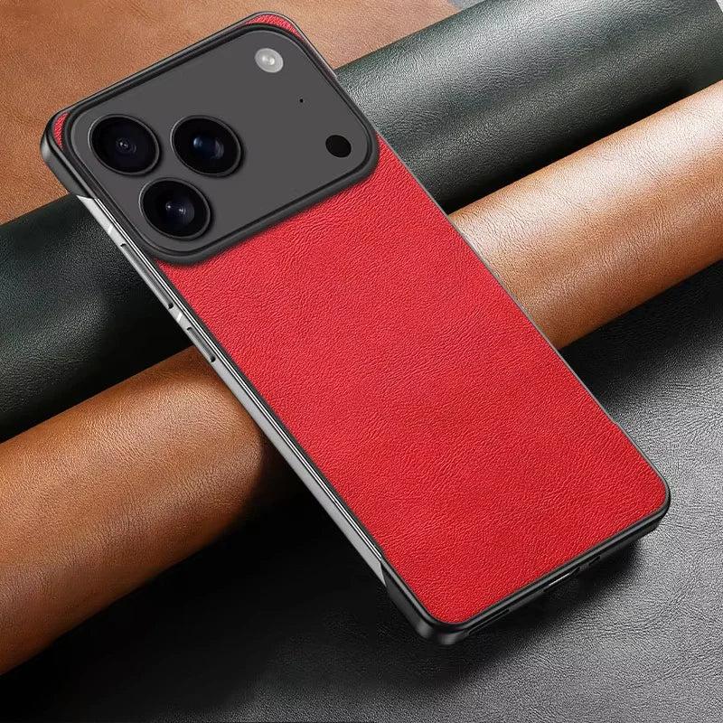 Premium iPhone Case Ultra Thin Frameless Leather PC Cover MagSafe Compatible Shockproof Anti Fall Borderless Protective Case