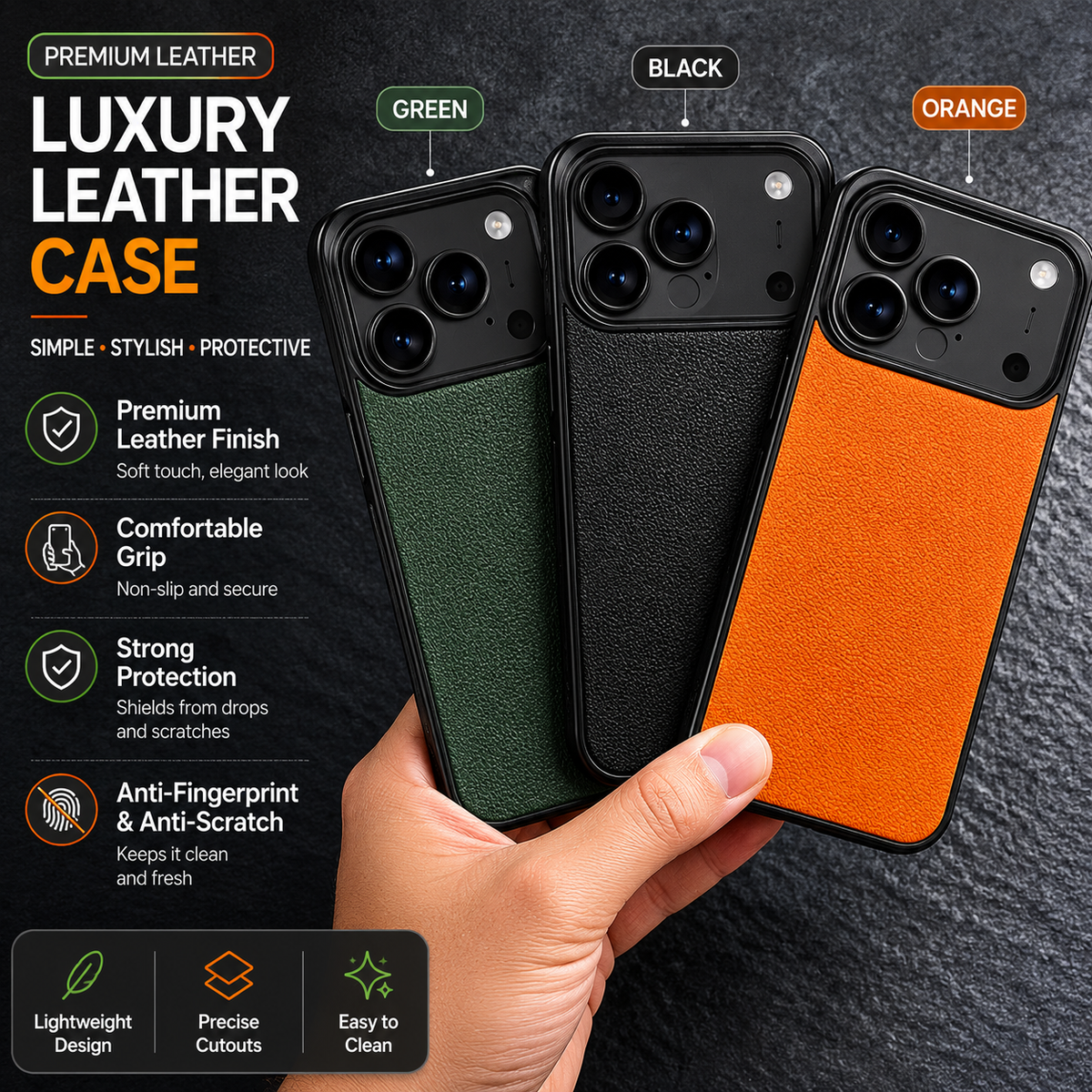 Premium iPhone Case Ultra Thin Frameless Leather PC Cover MagSafe Compatible Shockproof Anti Fall Borderless Protective Case