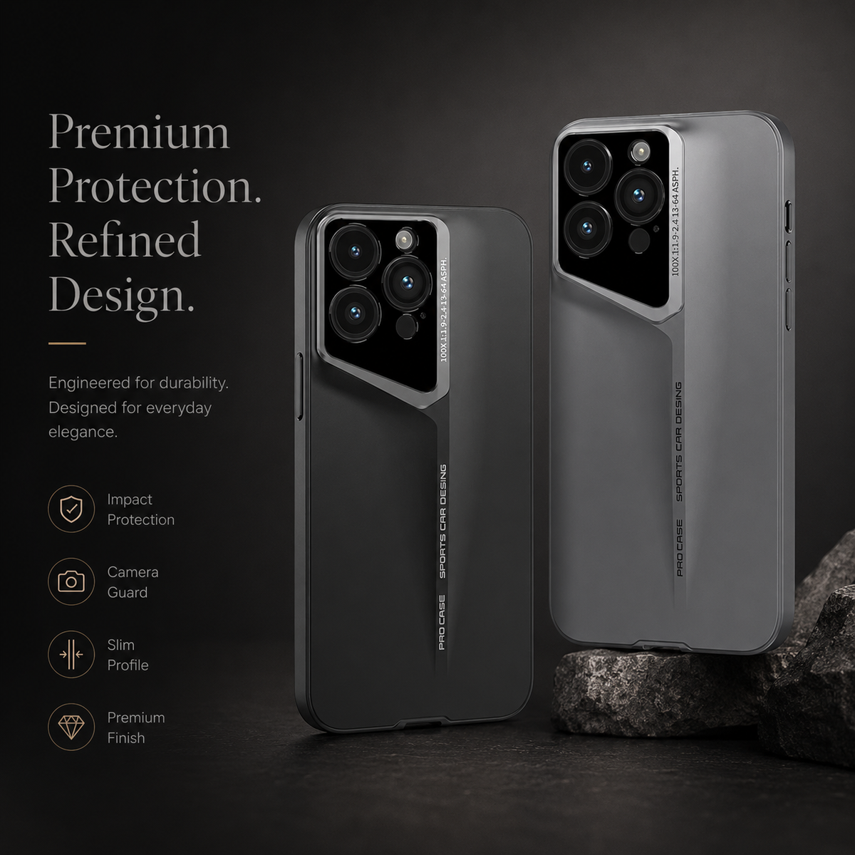 Premium iPhone Case Ultra Thin Titanium Style Cover Shockproof Lens Protection Non Slip Lightweight Protective Case