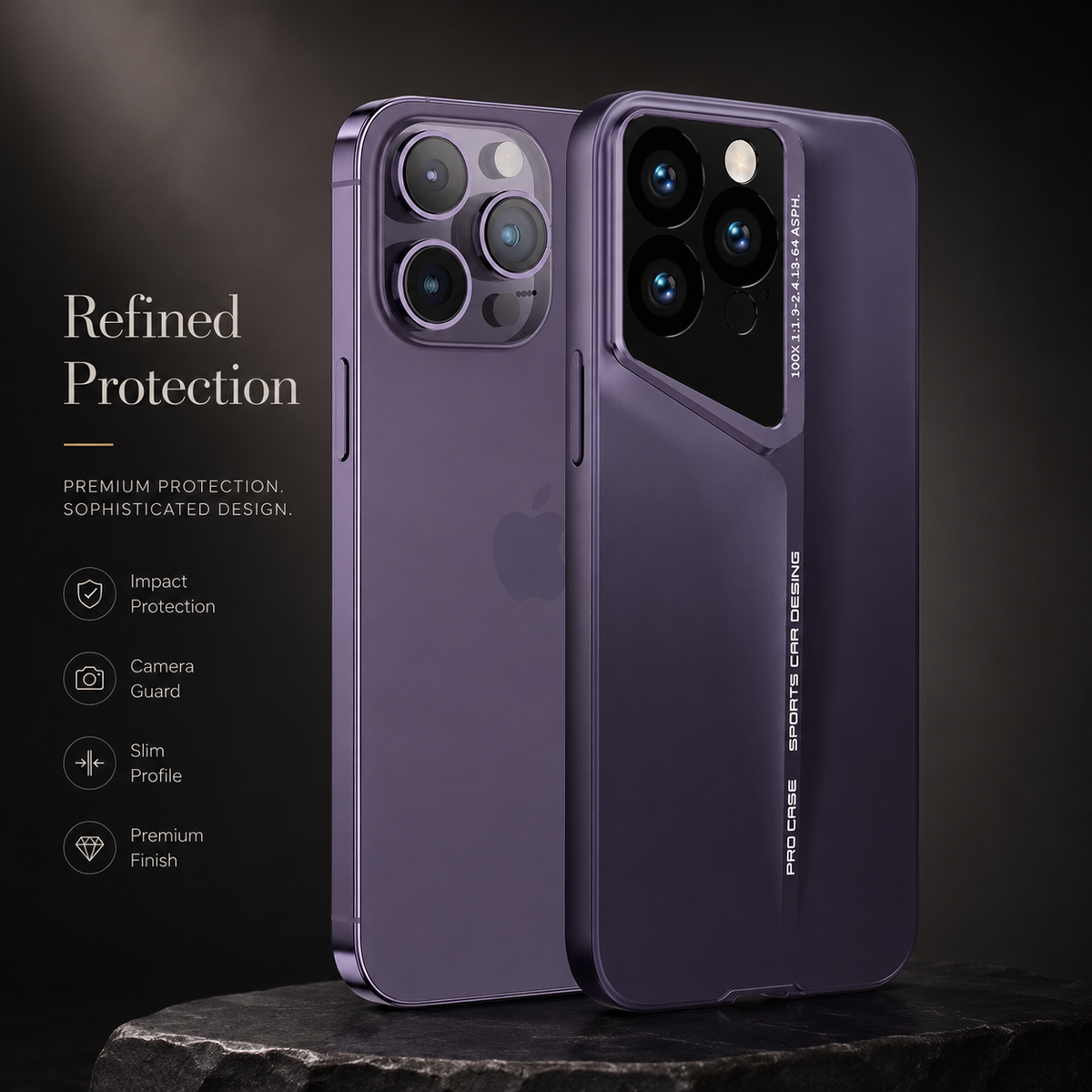 Premium iPhone Case Ultra Thin Titanium Style Cover Shockproof Lens Protection Non Slip Lightweight Protective Case